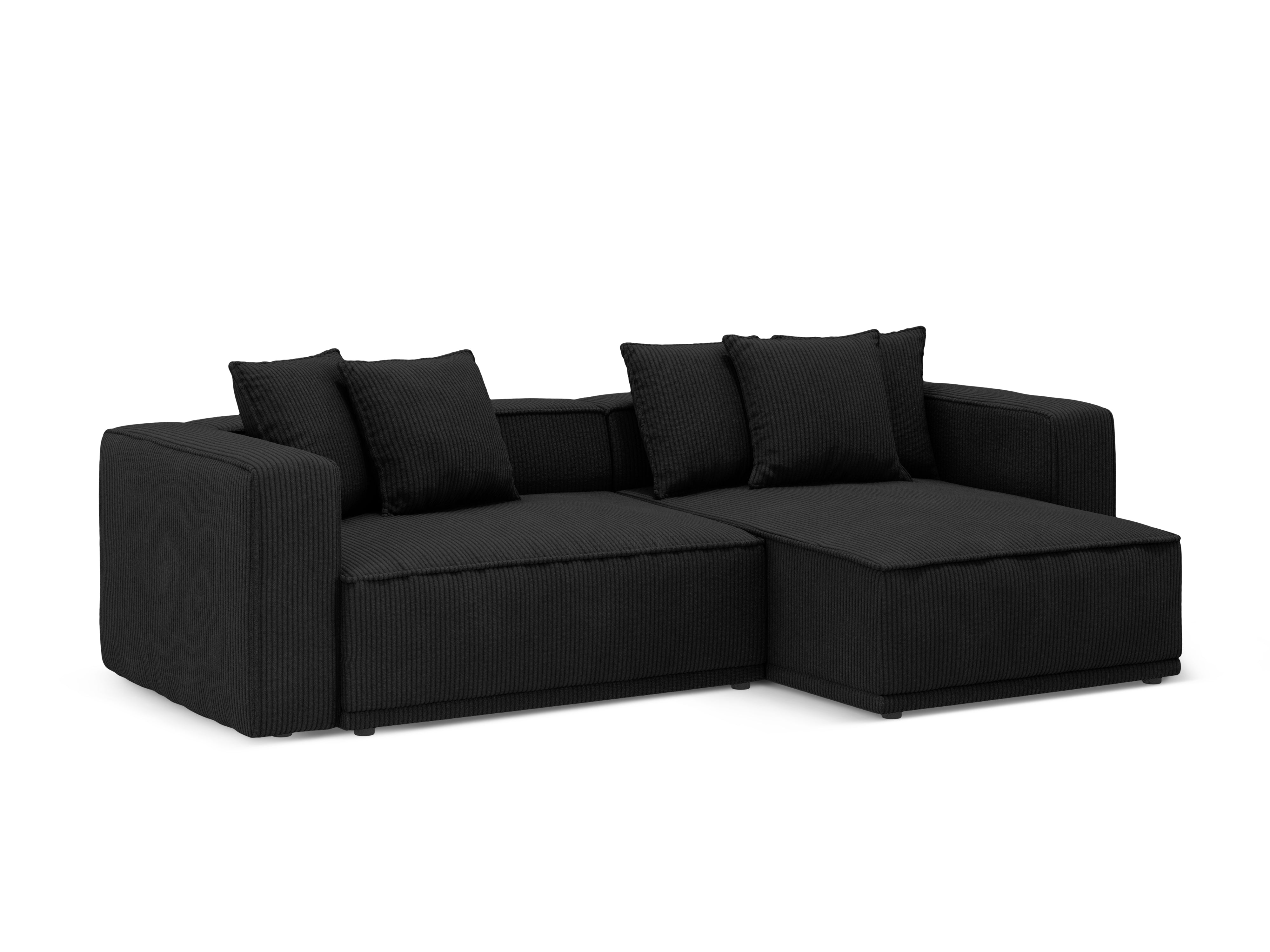 Right-sided corner sofa bed RIBES black corduroy