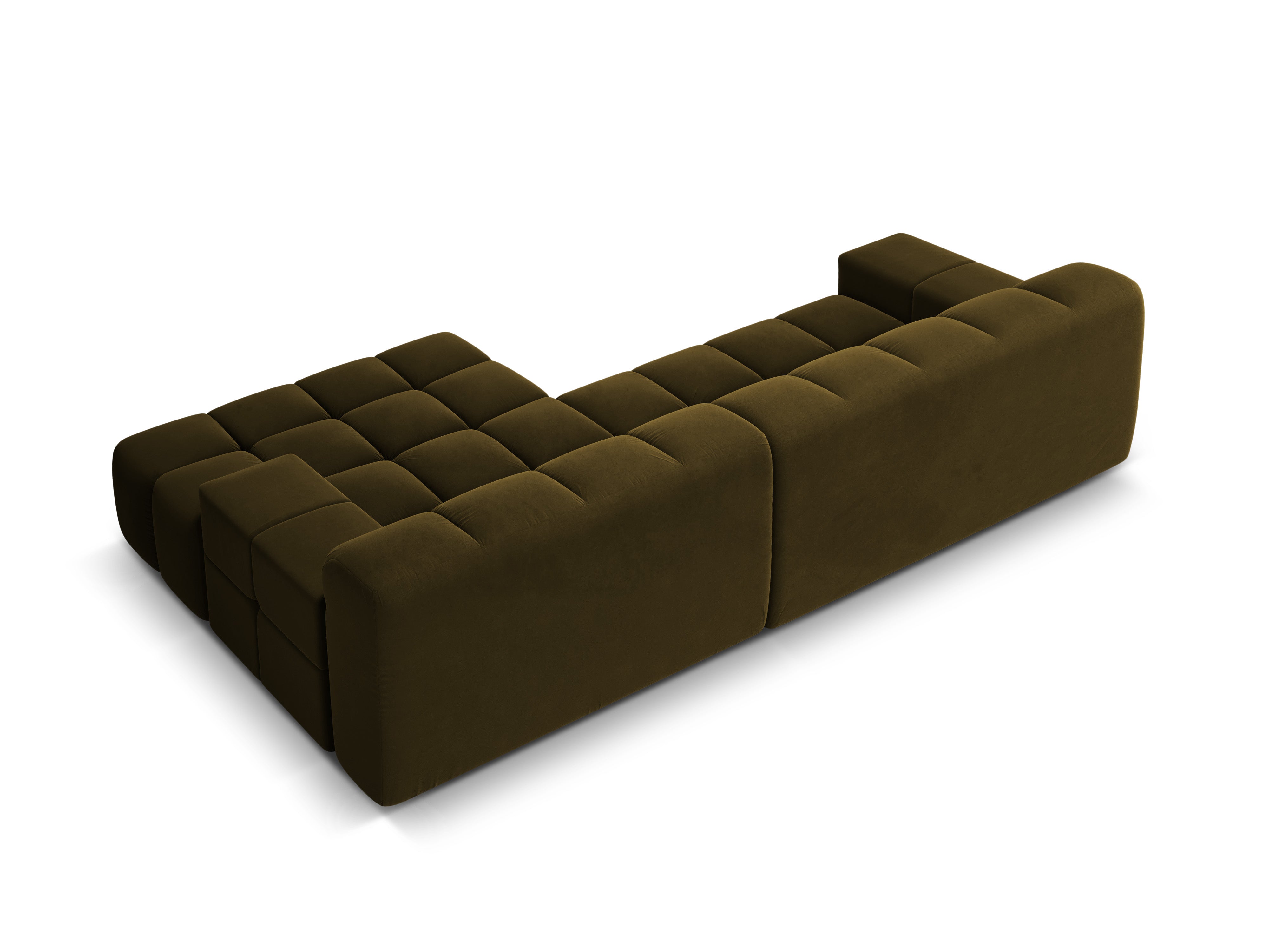 Green right-facing 3-seater velvet corner sofa AGAVE