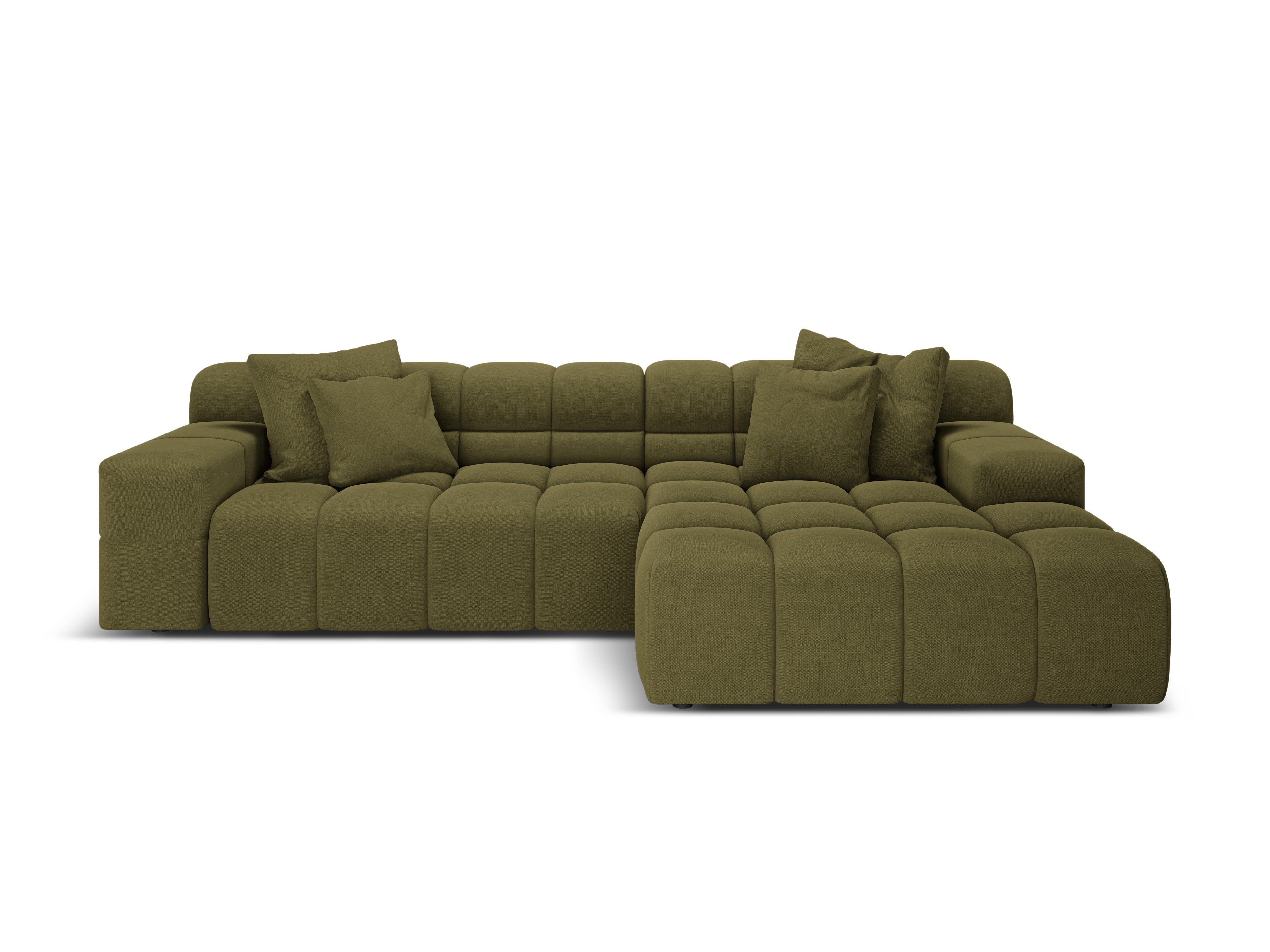 3-seater right-facing corner sofa AGAVE green chenille