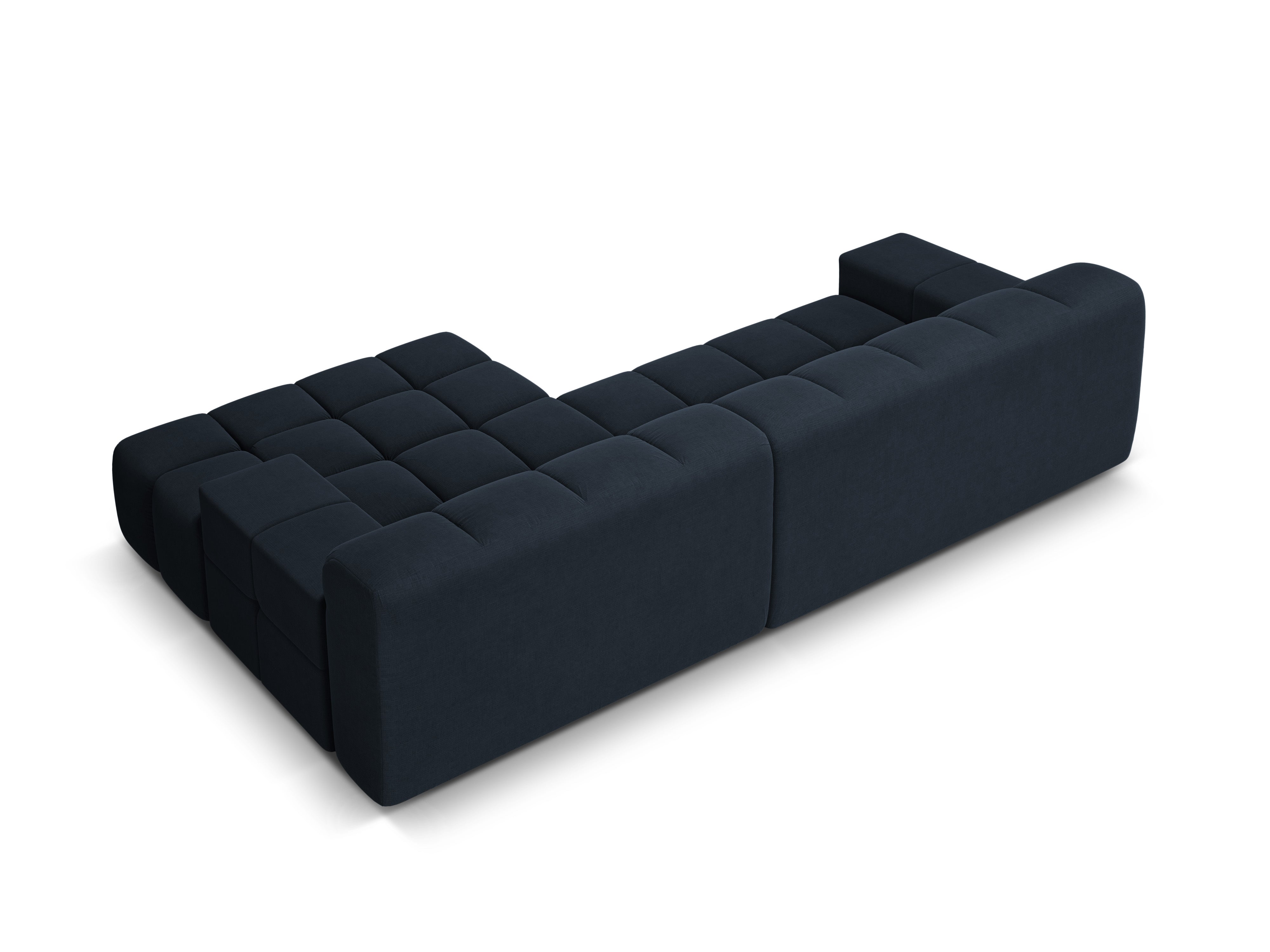 3-sitzige rechteckige AGAVE Eckcouch in marineblauem Chenille