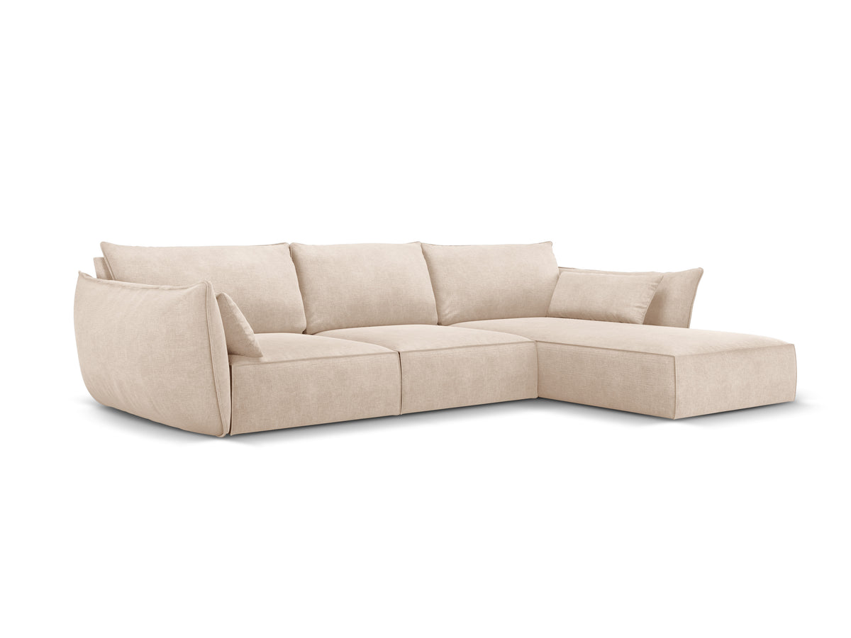 Beige 4-persoons rechtse chenille stoffen hoekbank VANDA