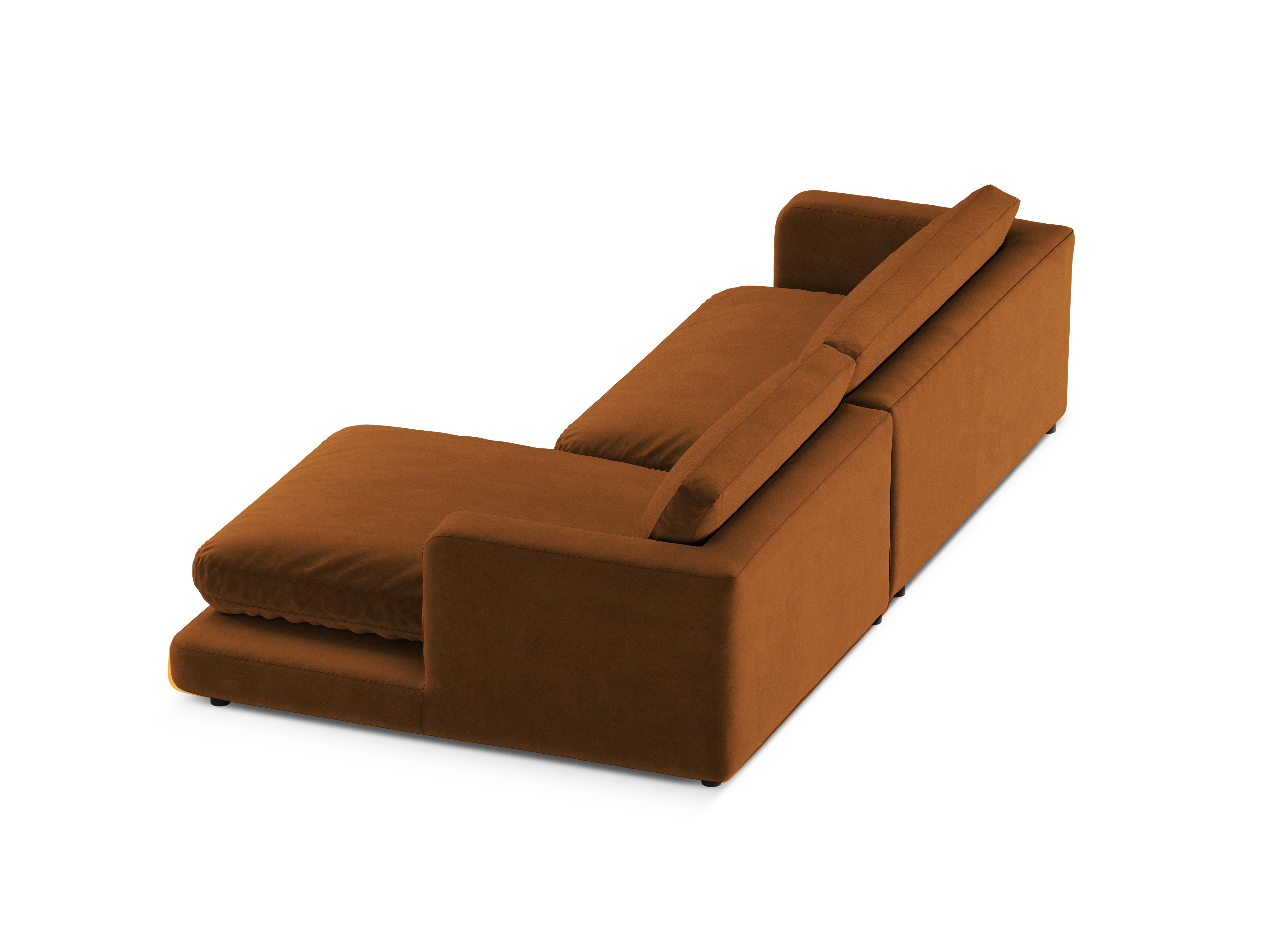 Fluwelen hoekbank rechts DAPHNE koperkleurig