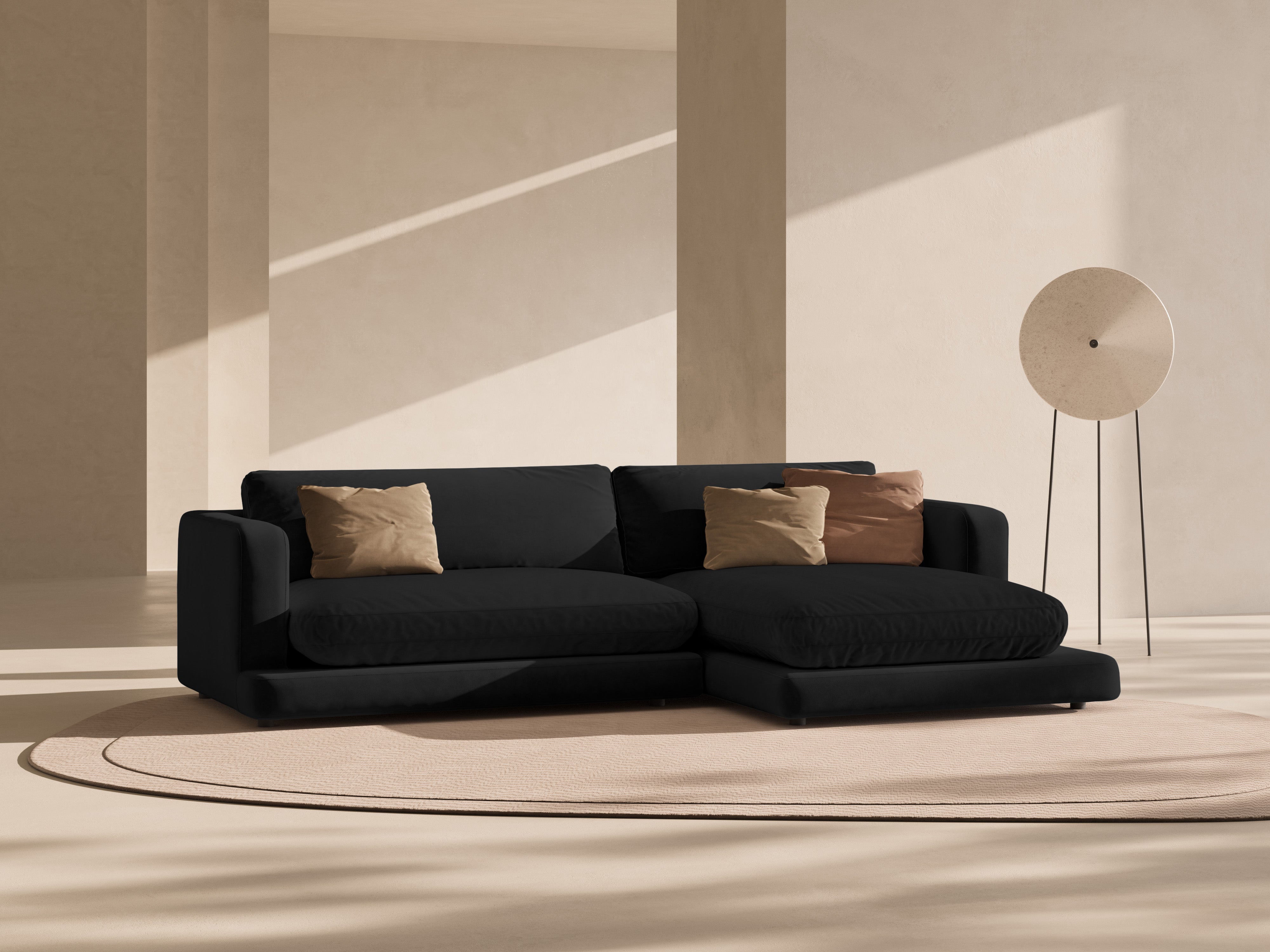 Zijdebank van fluweel rechts DAPHNE zwart