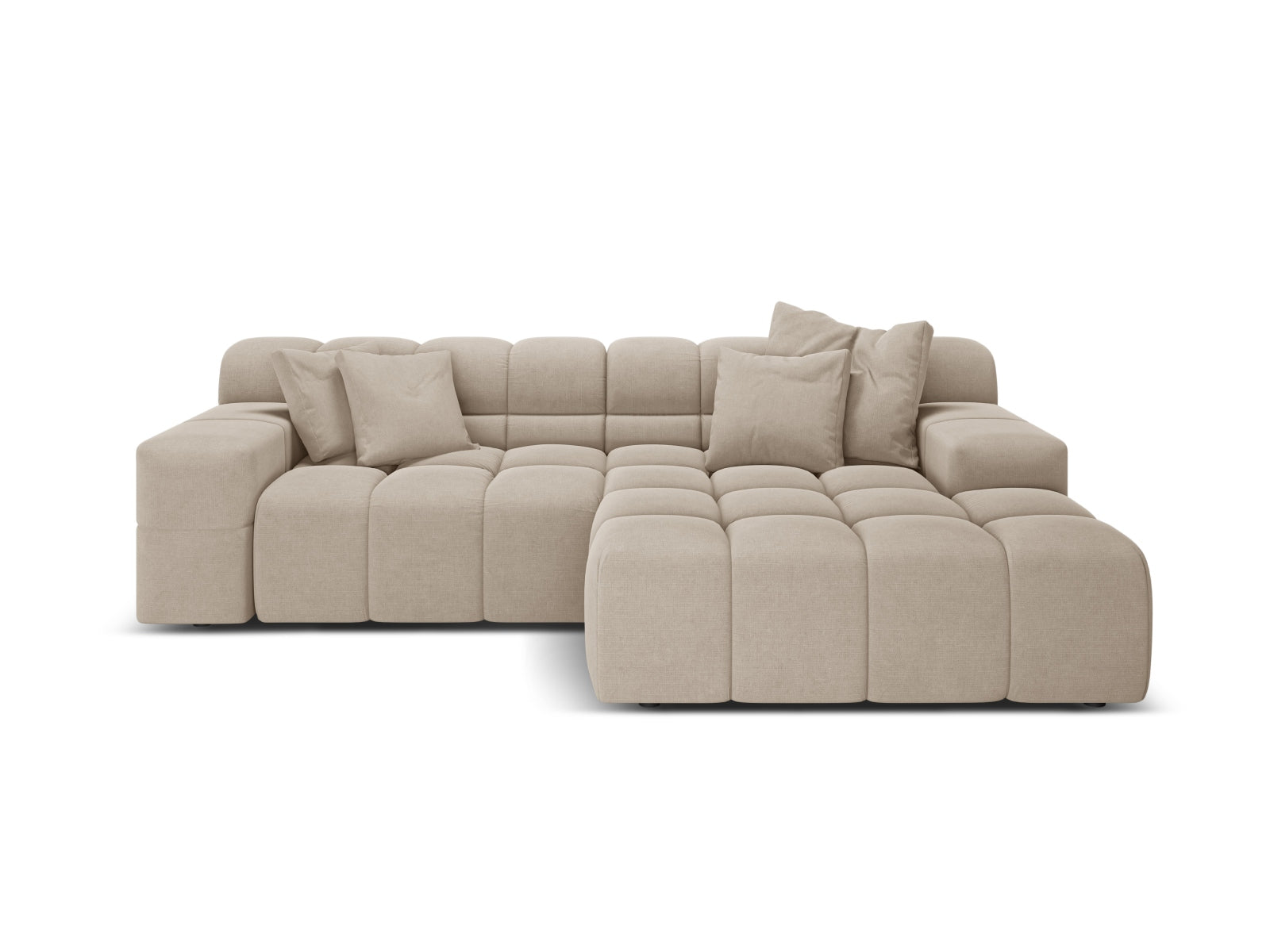Right-facing 2-seater corner sofa AGAVE beige chenille