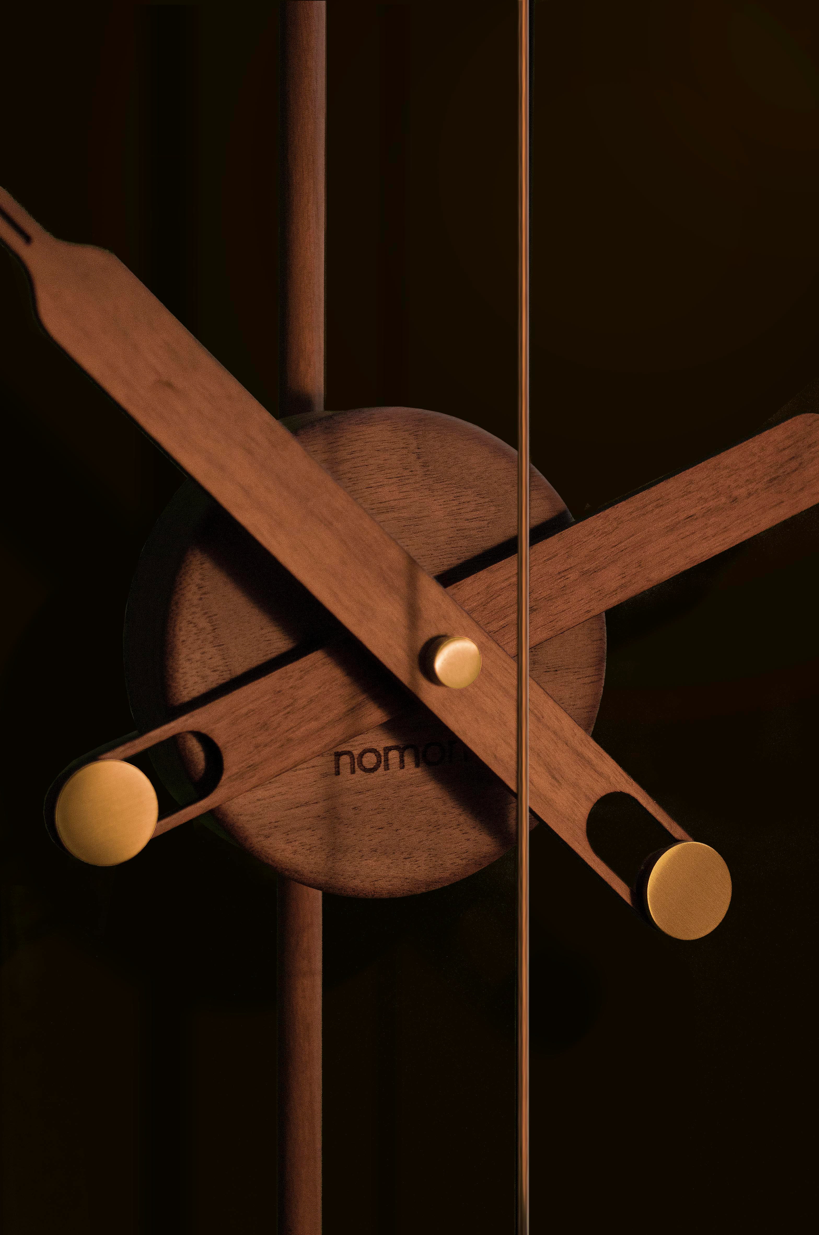 BARCELONA PREMIUM wall clock walnut wood with brass