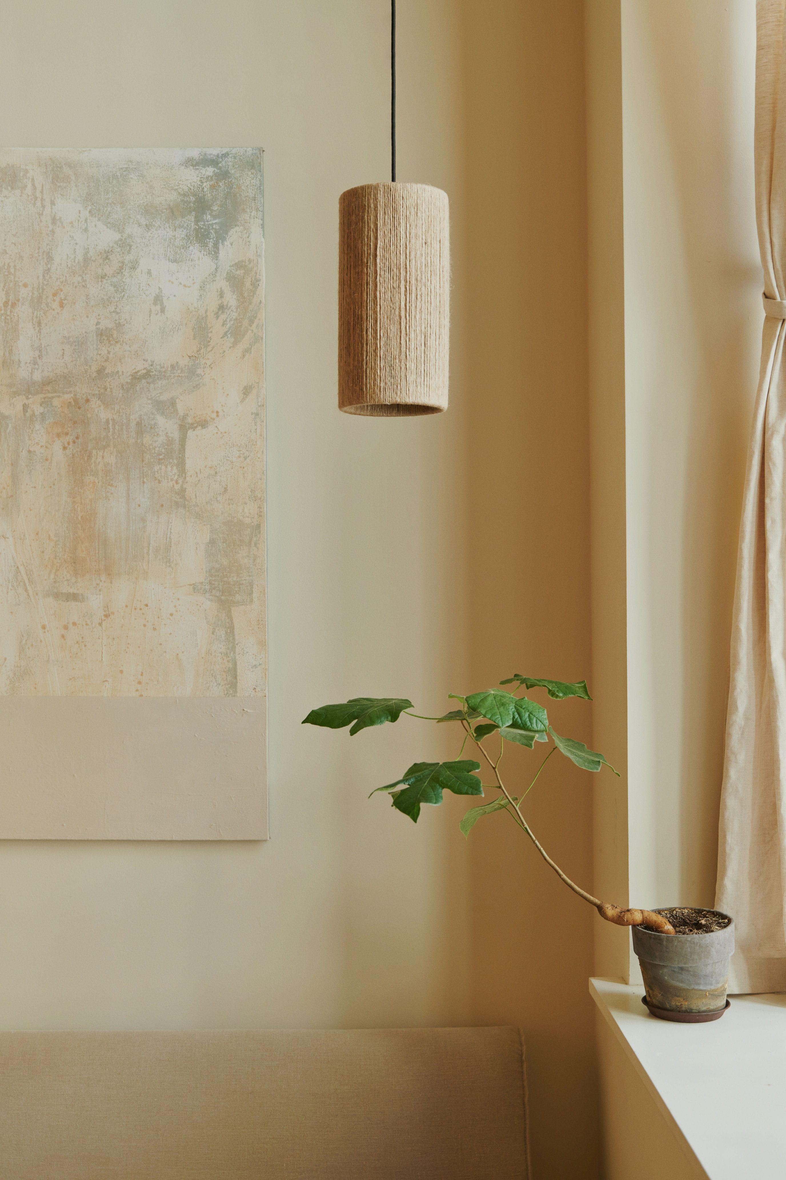 Lampa wisząca RO juta – drewno