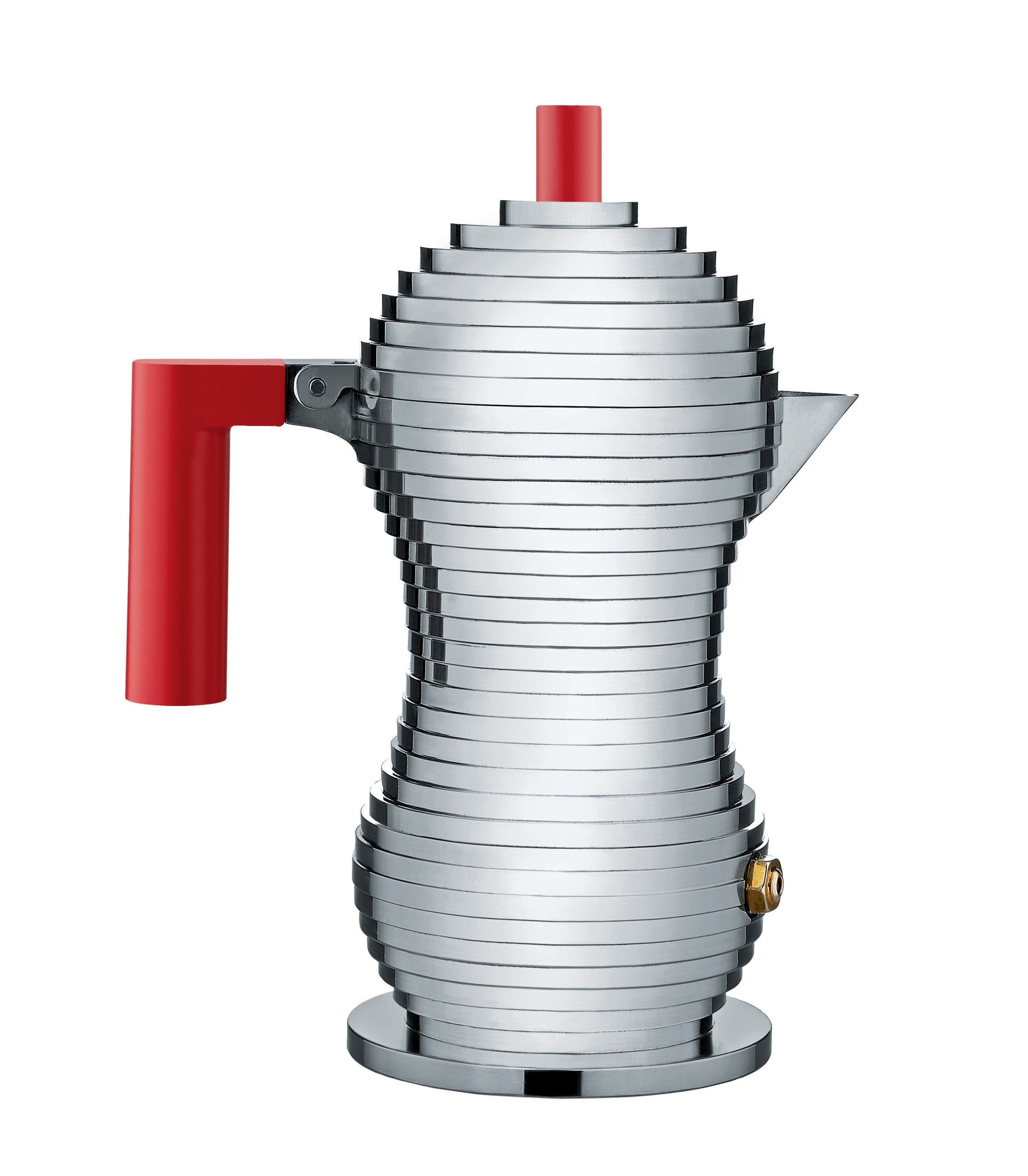 Inductiekoffiepot PULCINA zilver met rood