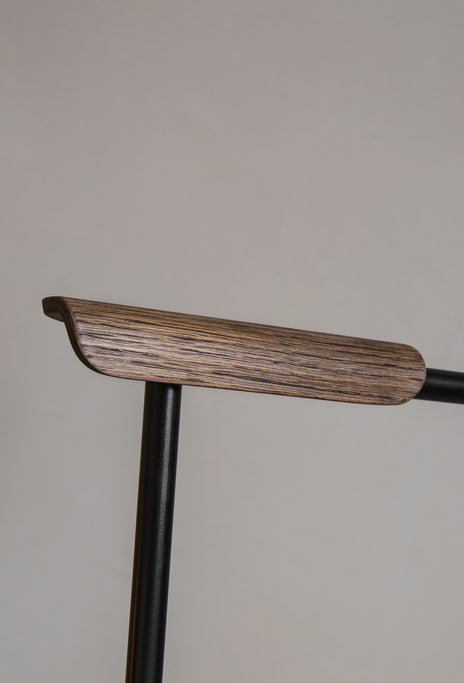 Black CO Armchair with Dark Oak Backrest