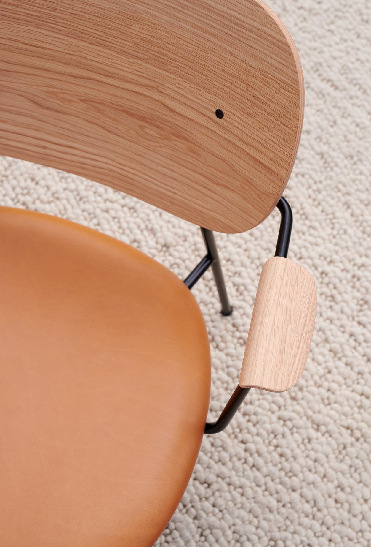 Black CO Armchair with Dark Oak Backrest