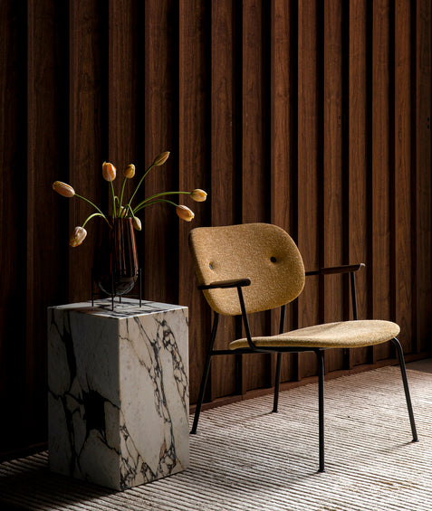 PLINTH Side Table Gray Marble