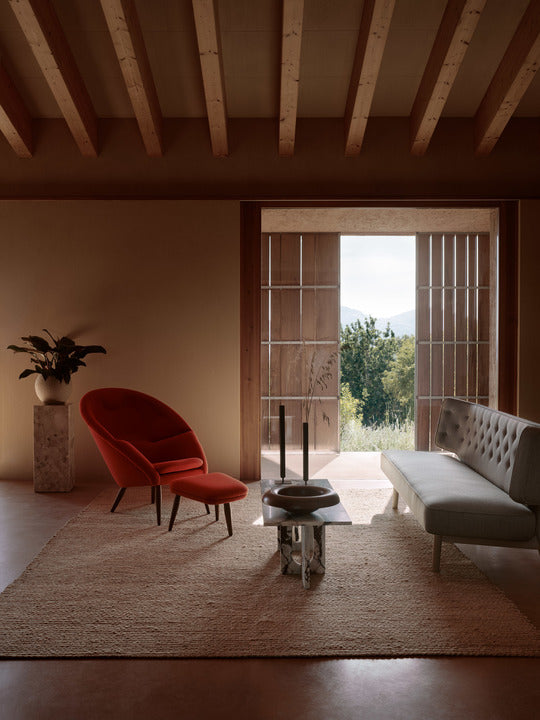 ODA light gray footrest with oak base