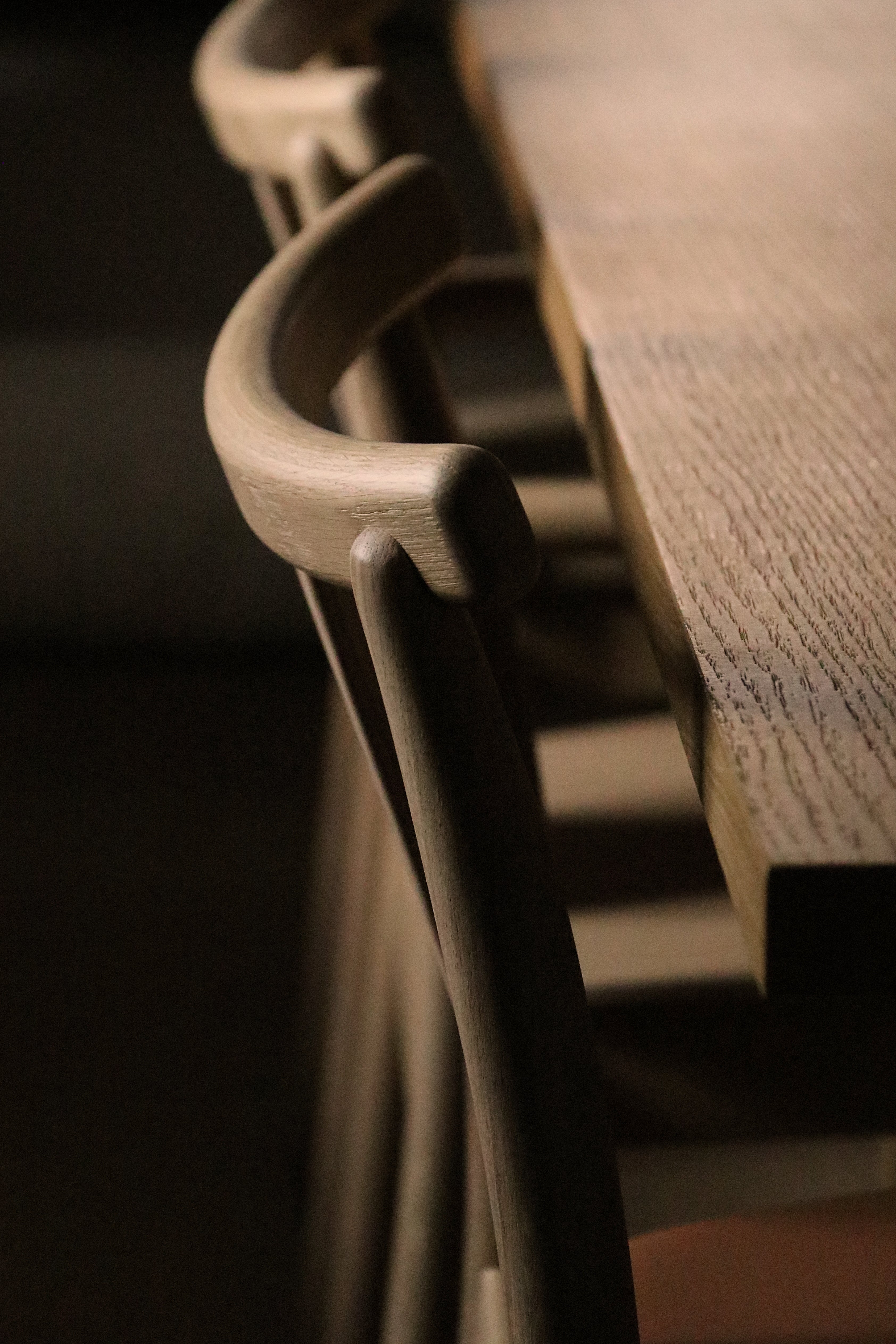 MERKUR chair black oak wood with brown seat