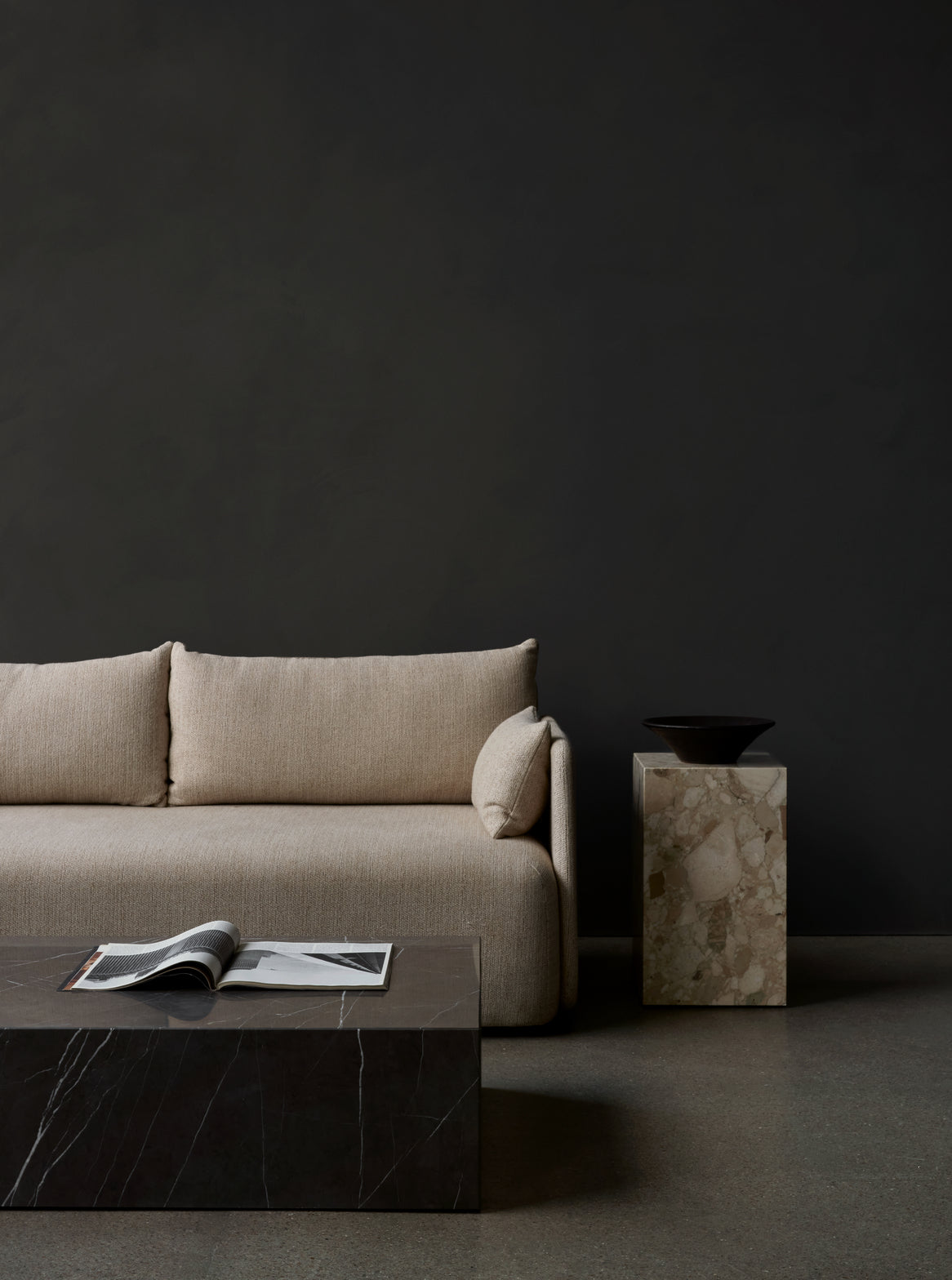 PLINTH Side Table Gray Marble