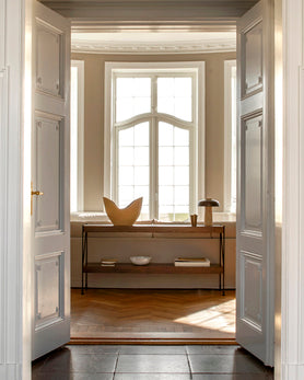 Regal ZET aus Eichenholz mit schwarzem Rahmen