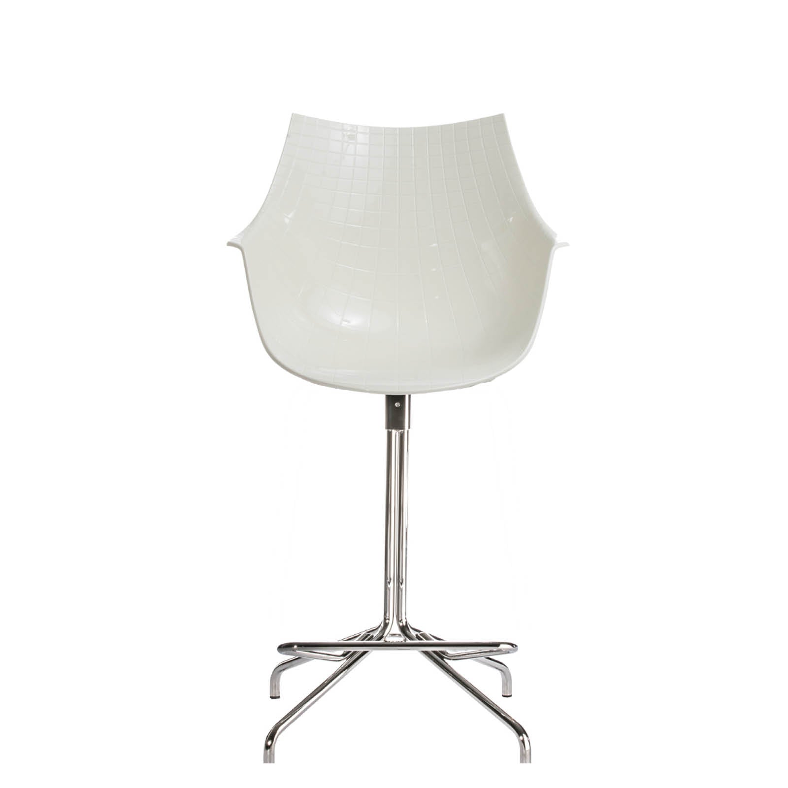 White meridiana hoker with a chrome base