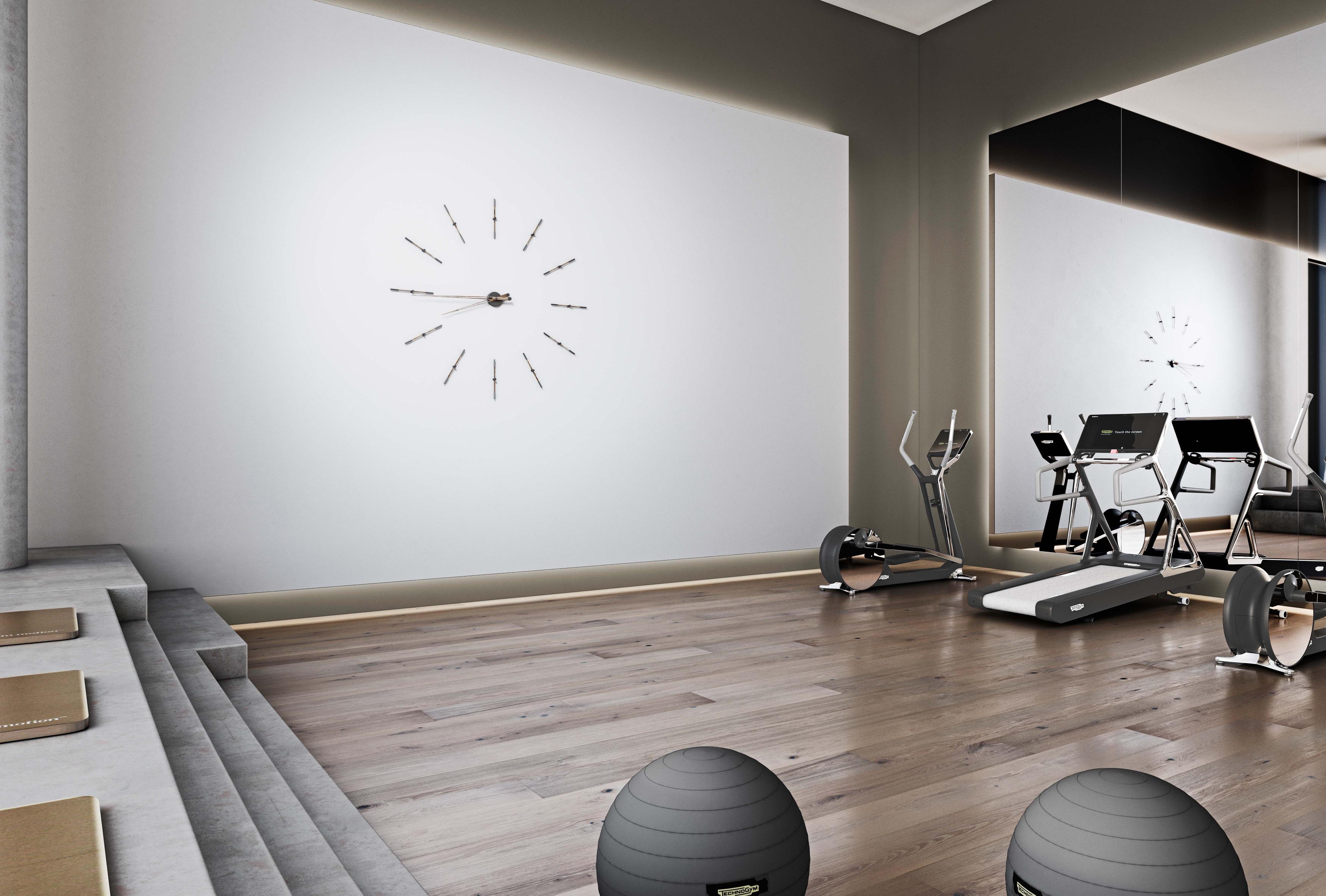 MERLIN wall clock walnut wood with graphite