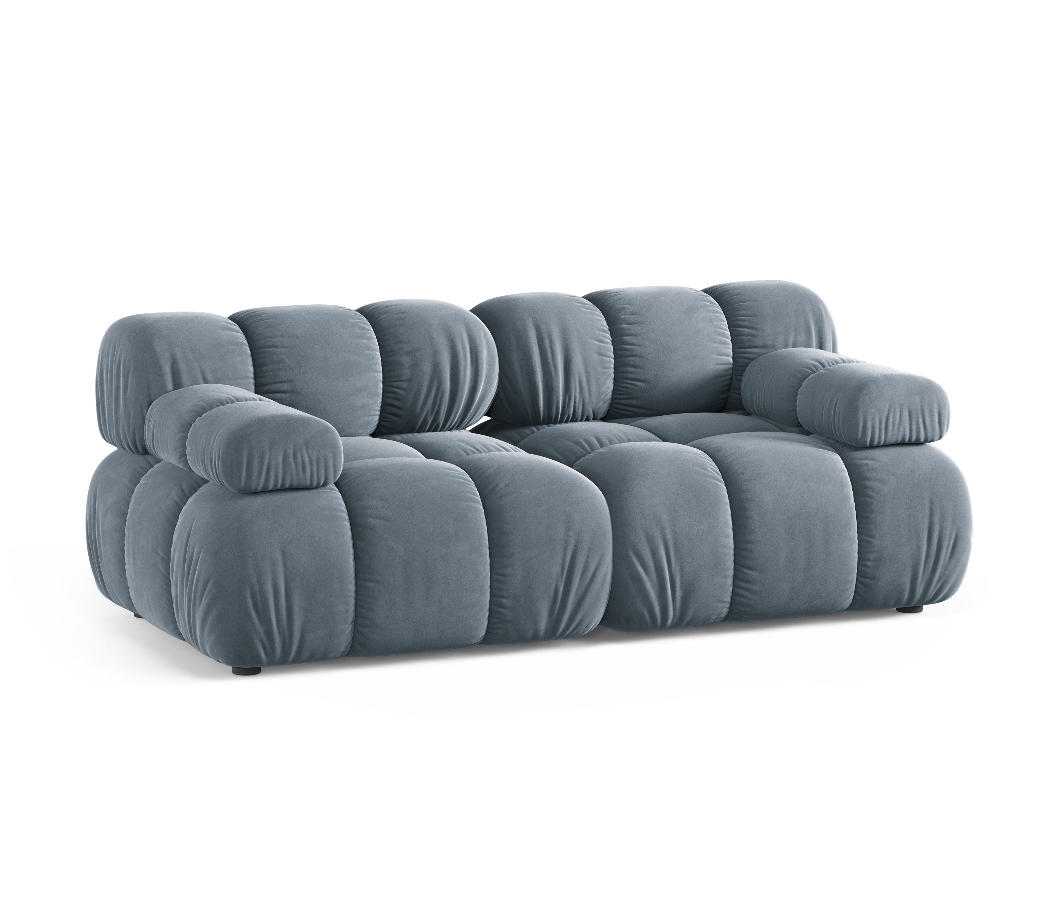 Modulaire fluwelen 2-zitsbank BELLIS in blauw