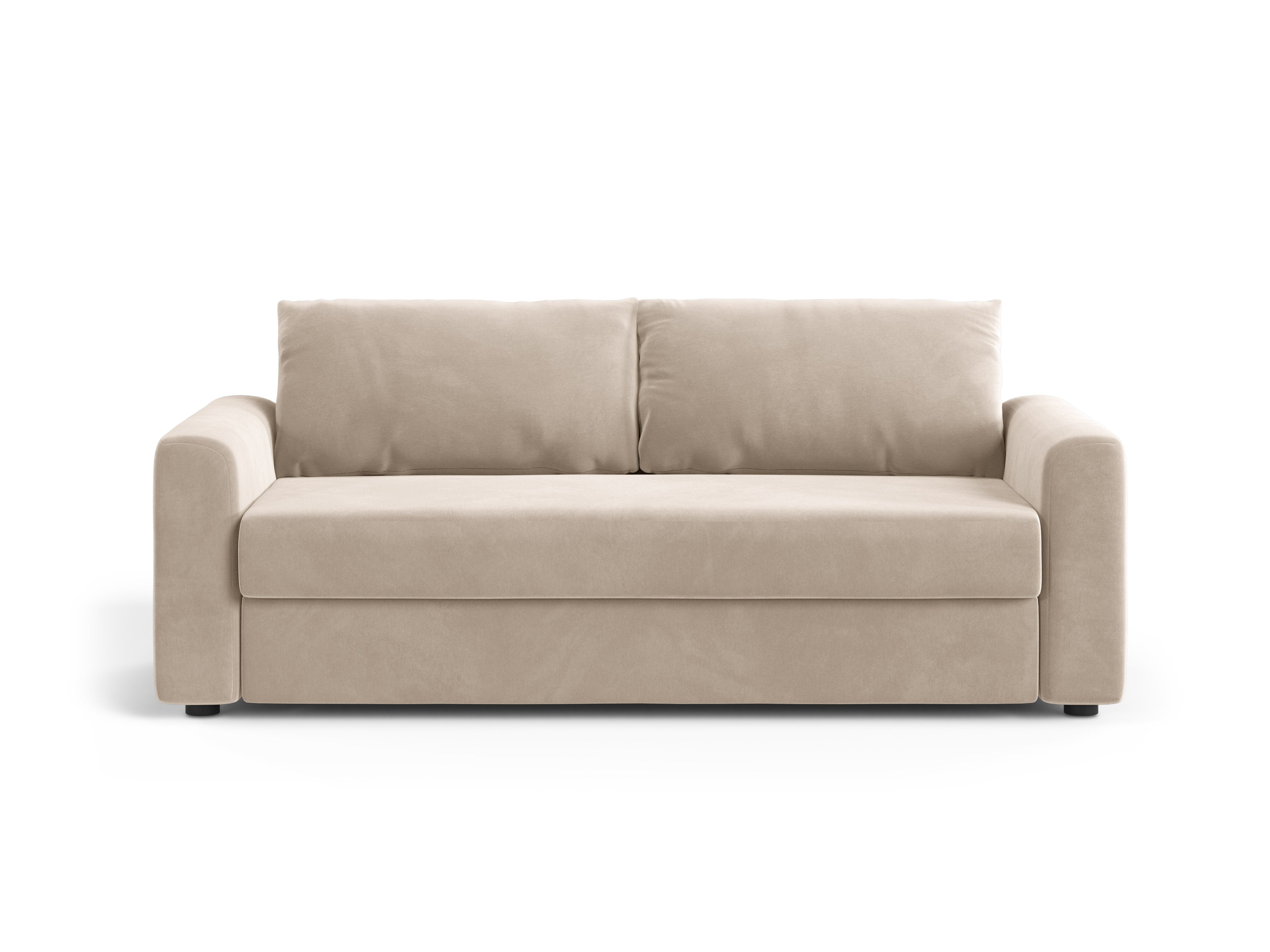 Beige 3-zits fluwelen sofa met slaapfunctie DAVID