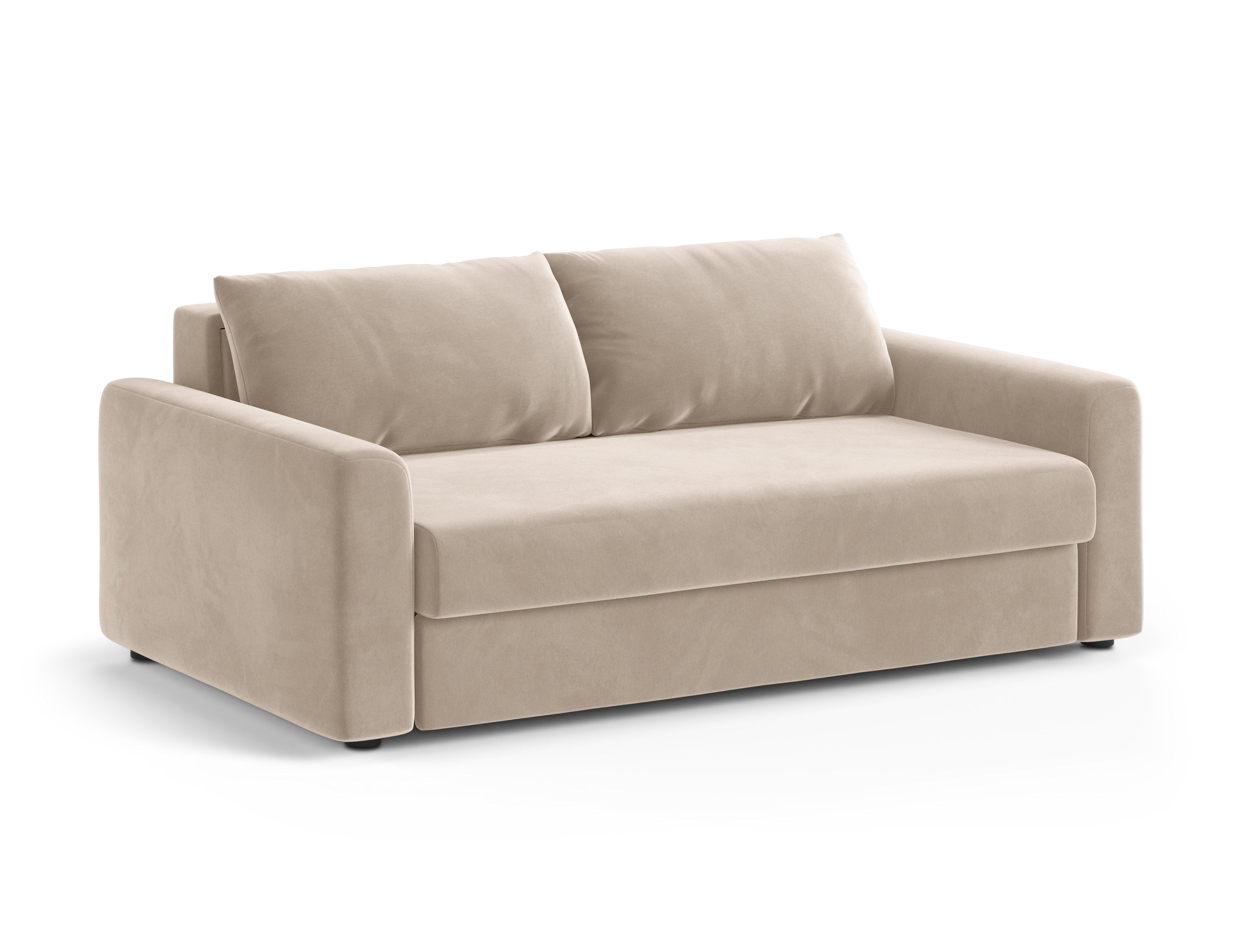 Beige 3-zits fluwelen sofa met slaapfunctie DAVID