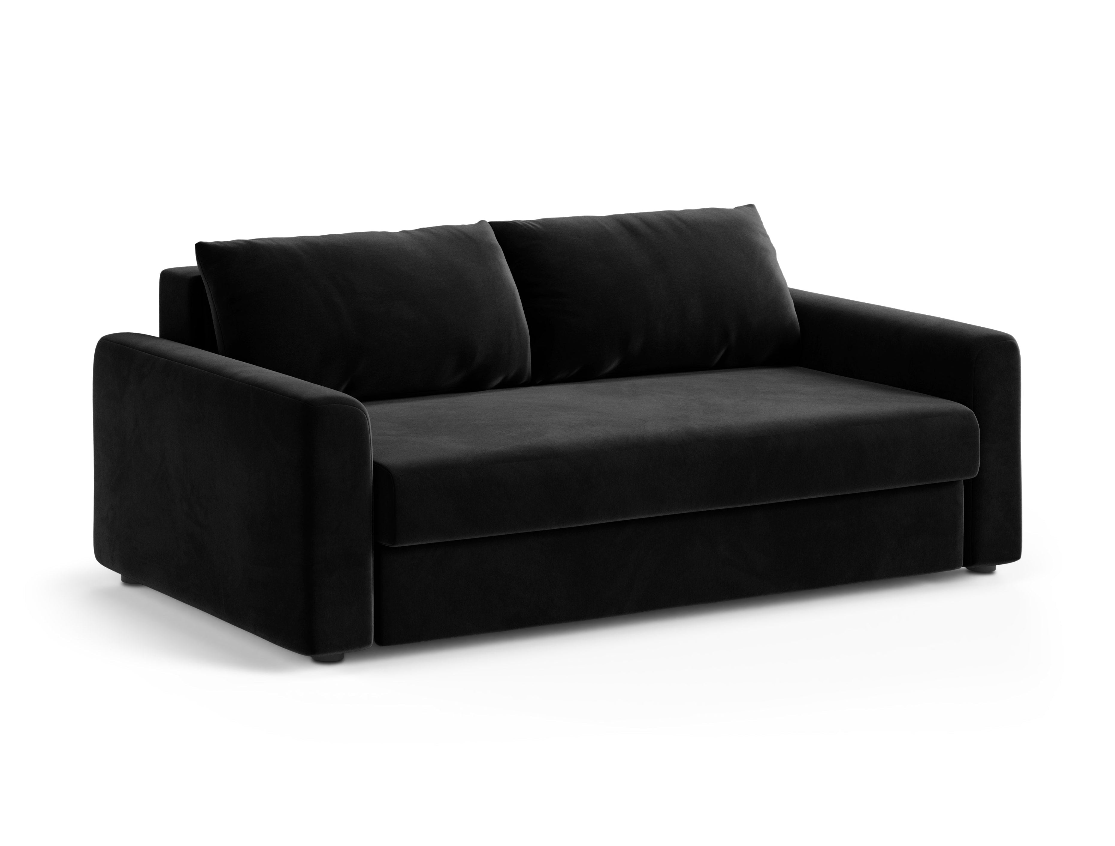 Sofa aus Samt für 3 Personen mit Schlaf-Funktion DAVID schwarz
