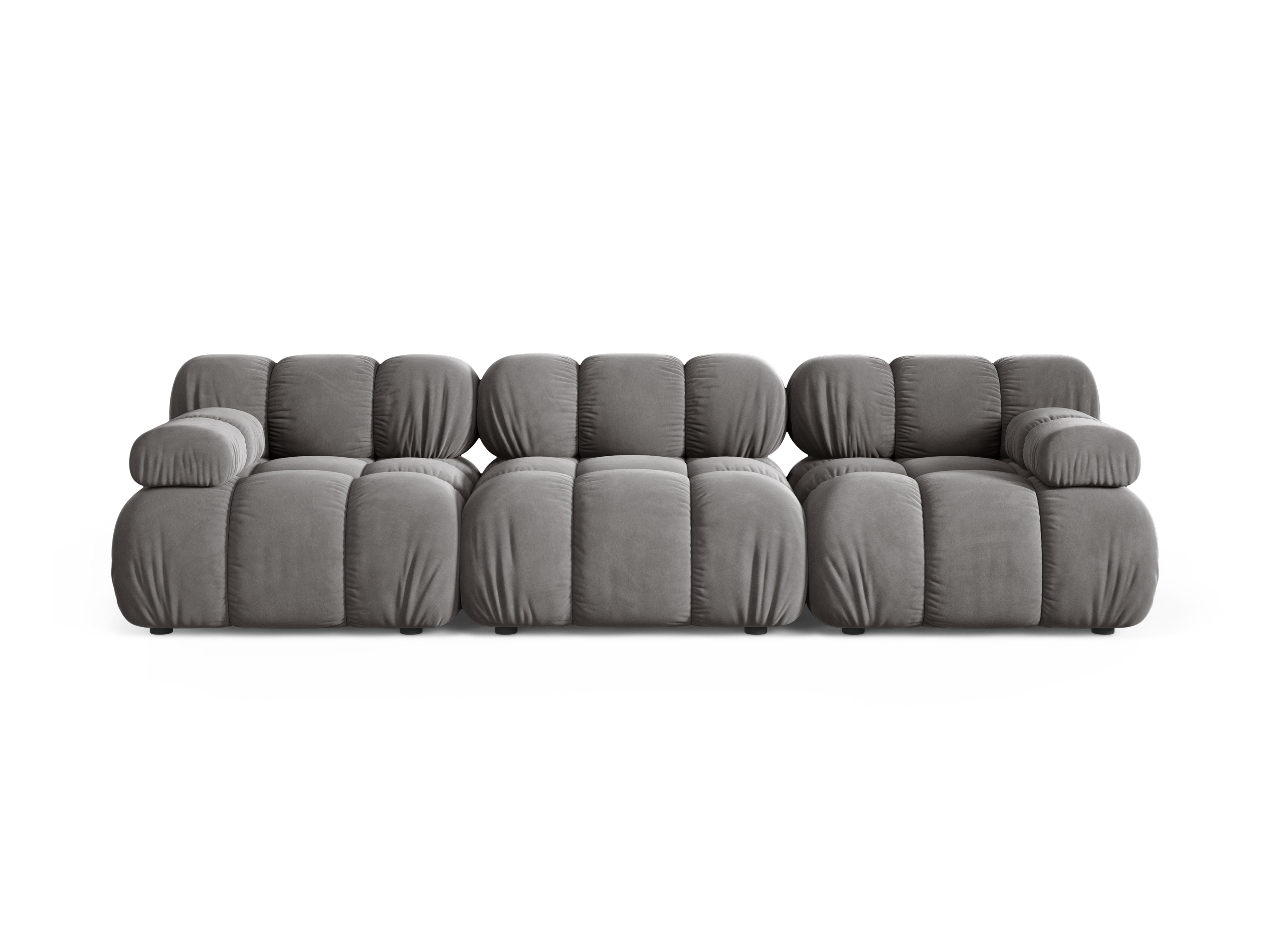 Modulaire fluwelen 3-zitsbank BELLIS grijs