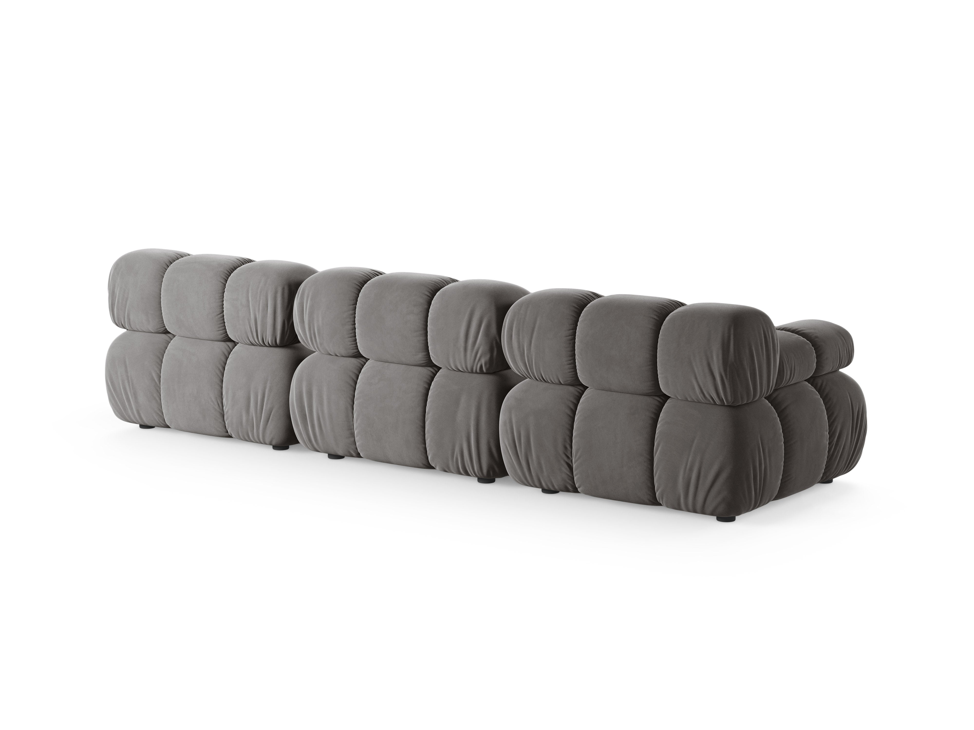 Modulaire fluwelen 3-zitsbank BELLIS grijs