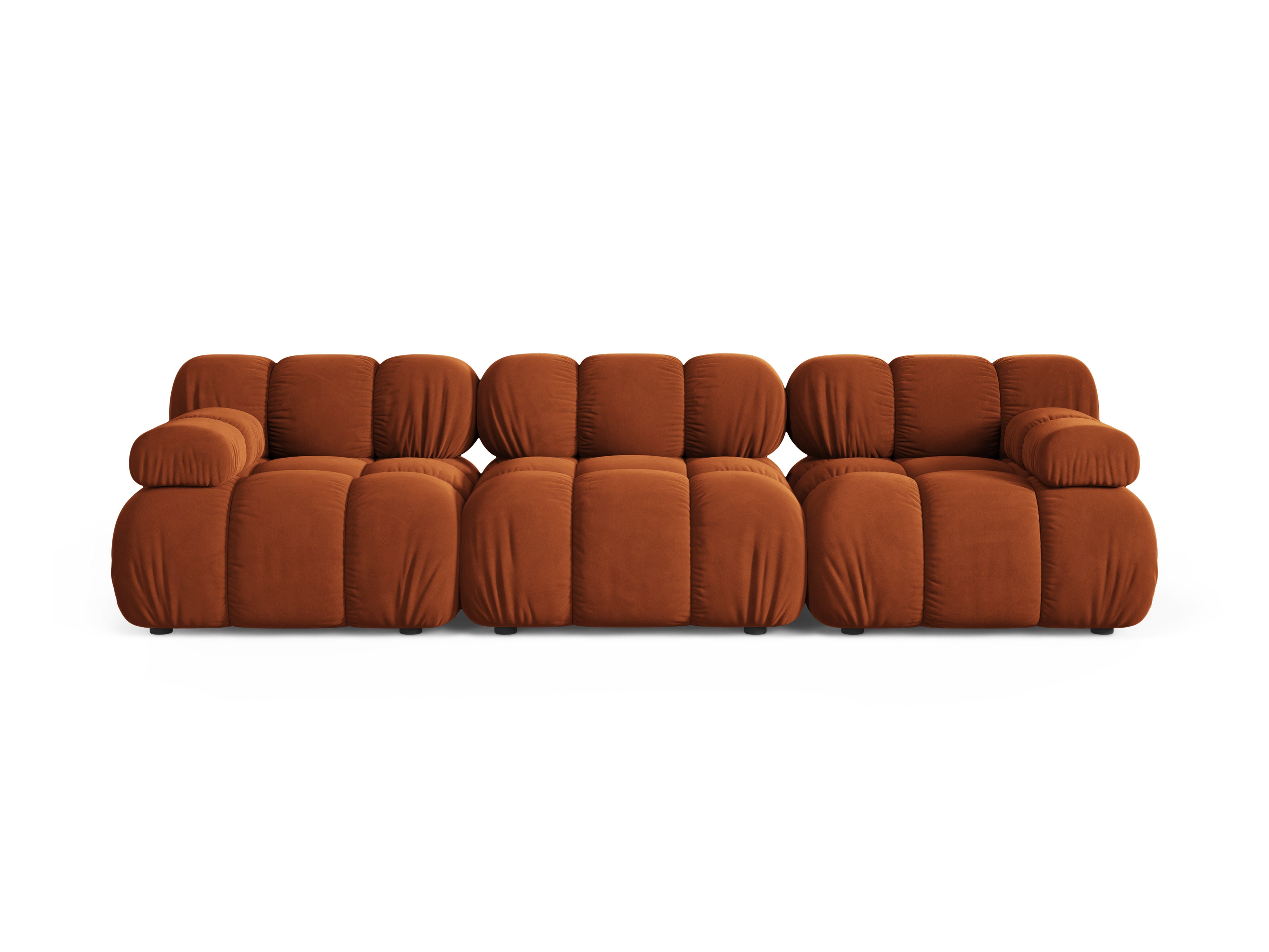 Modulaire 3-zits fluwelen bank BELLIS in baksteenrood