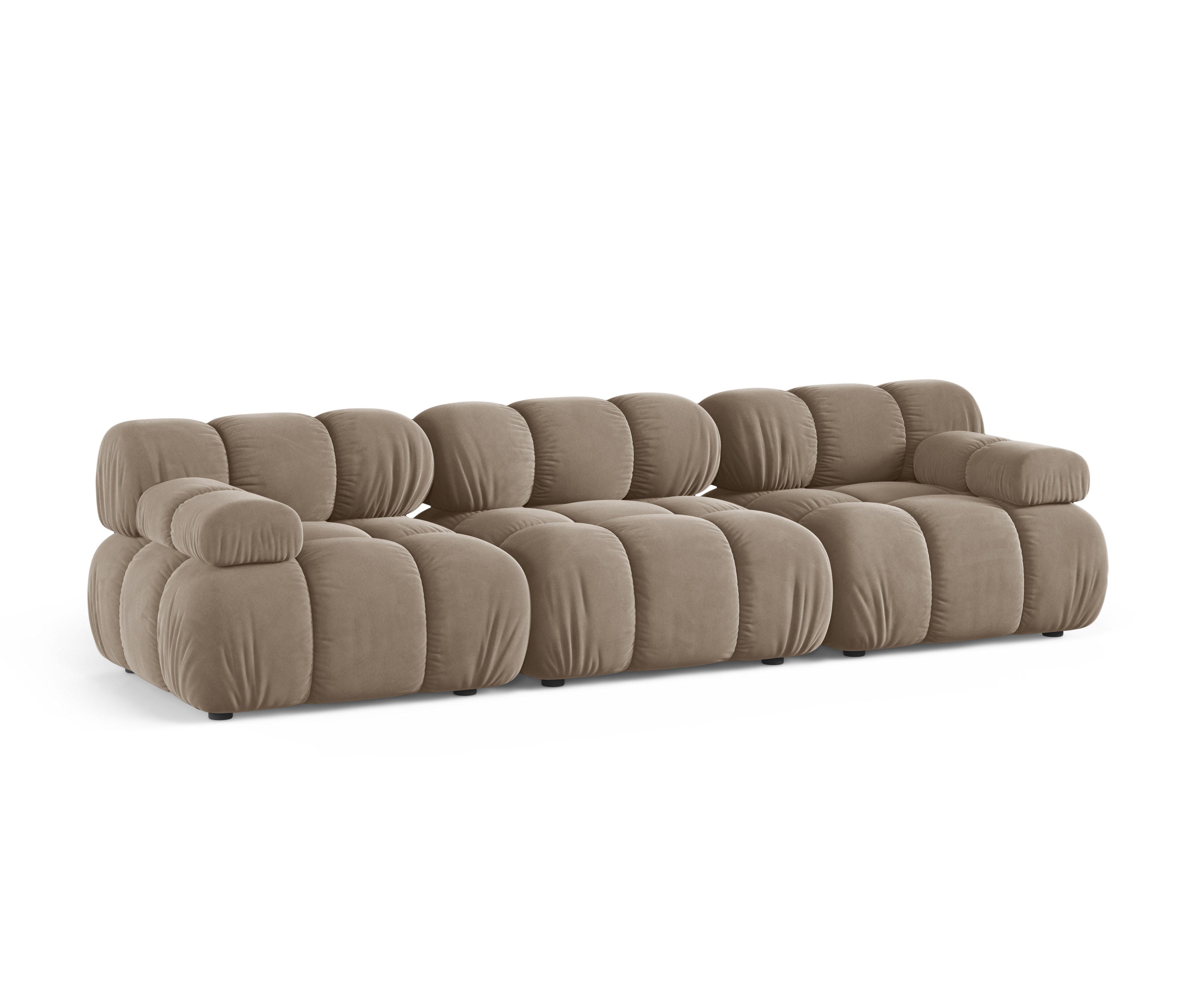 Modulaire fluwelen 3-zitsbank BELLIS cappuccino