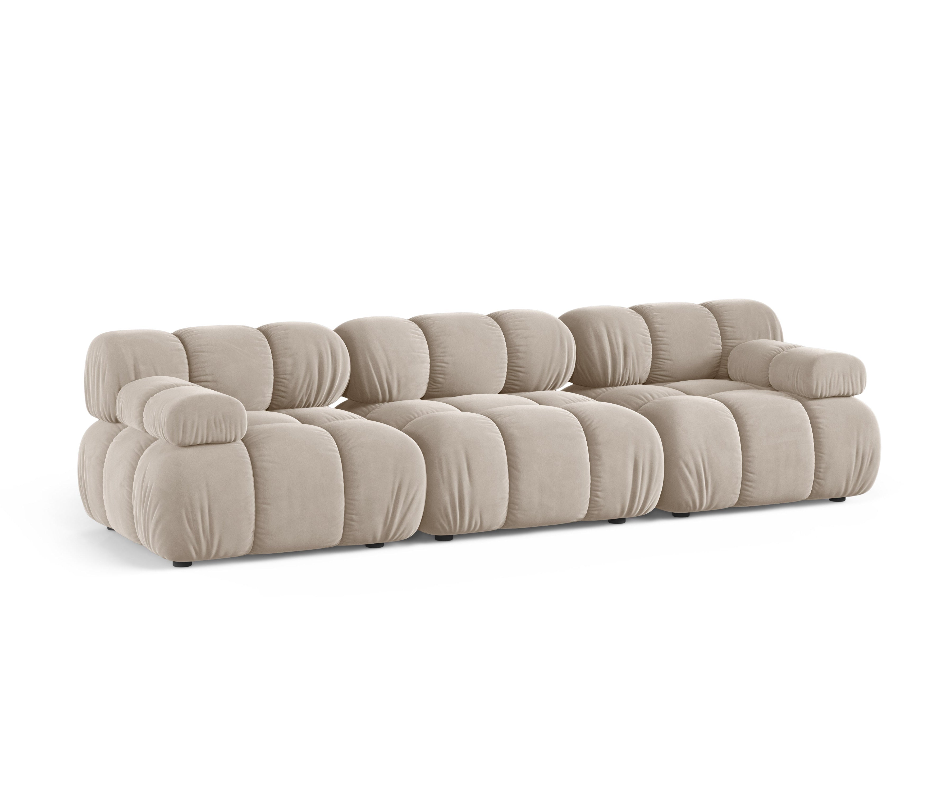 Modulaire 3-zits fluwelen bank BELLIS in beige