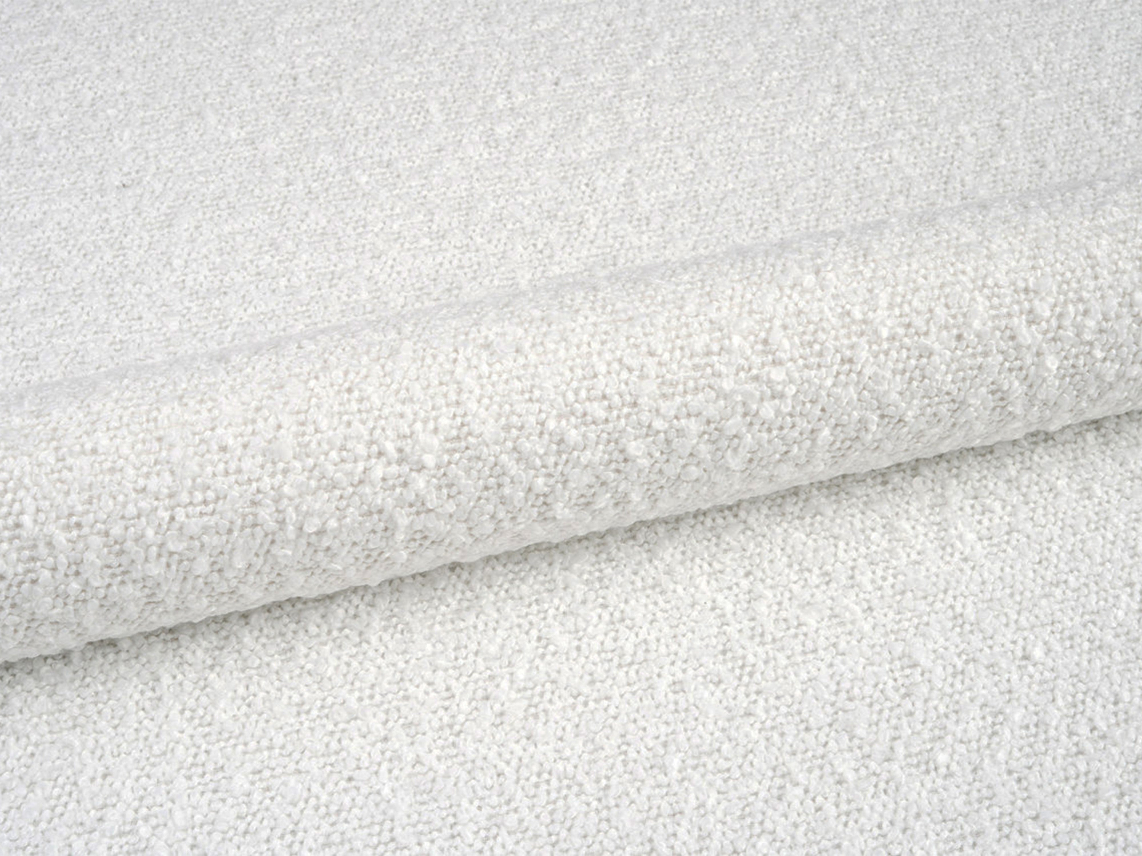 BELLIS bed with storage for bedding in white boucle