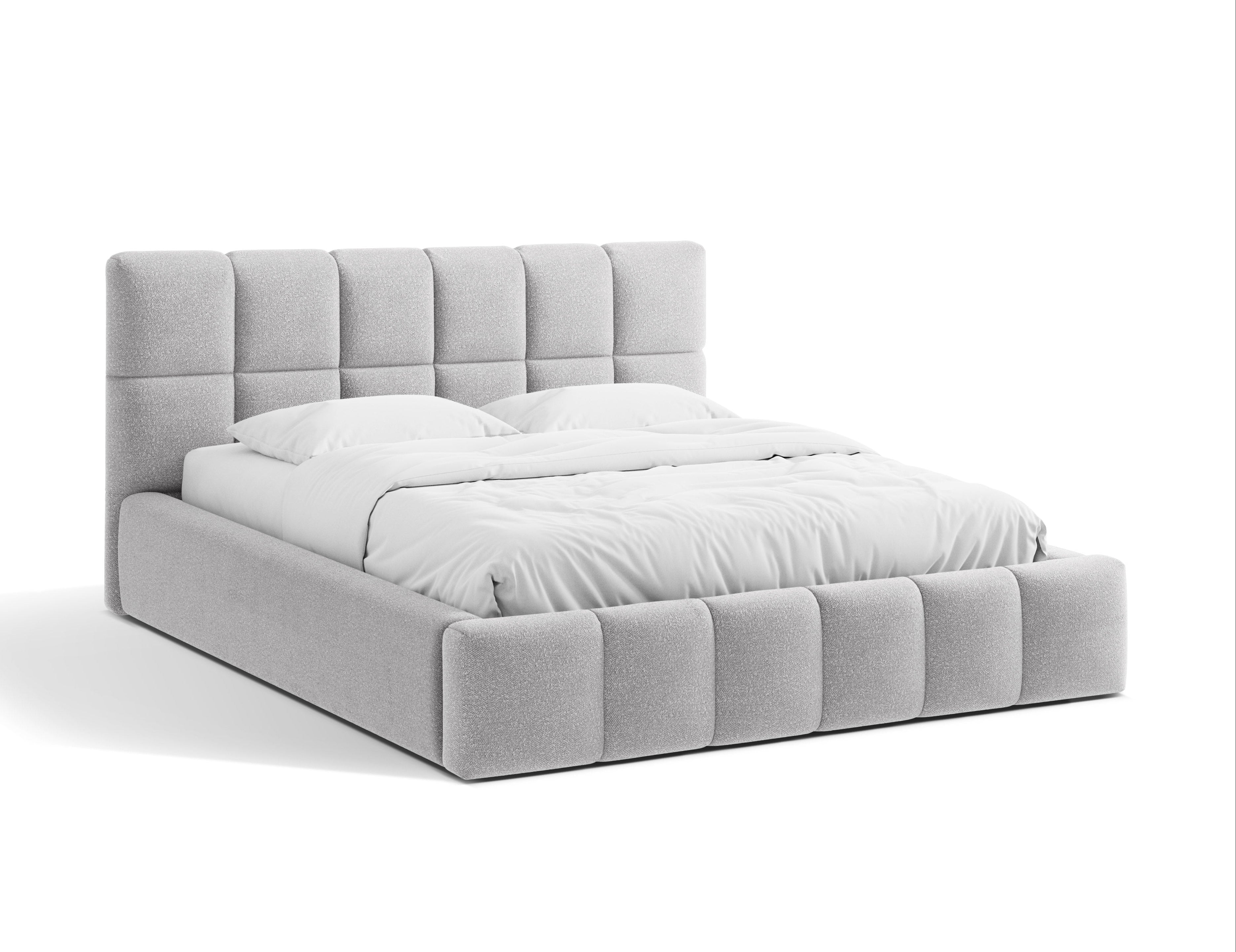 Bed met opbergruimte voor beddengoed BELLIS lichtgrijs boucle