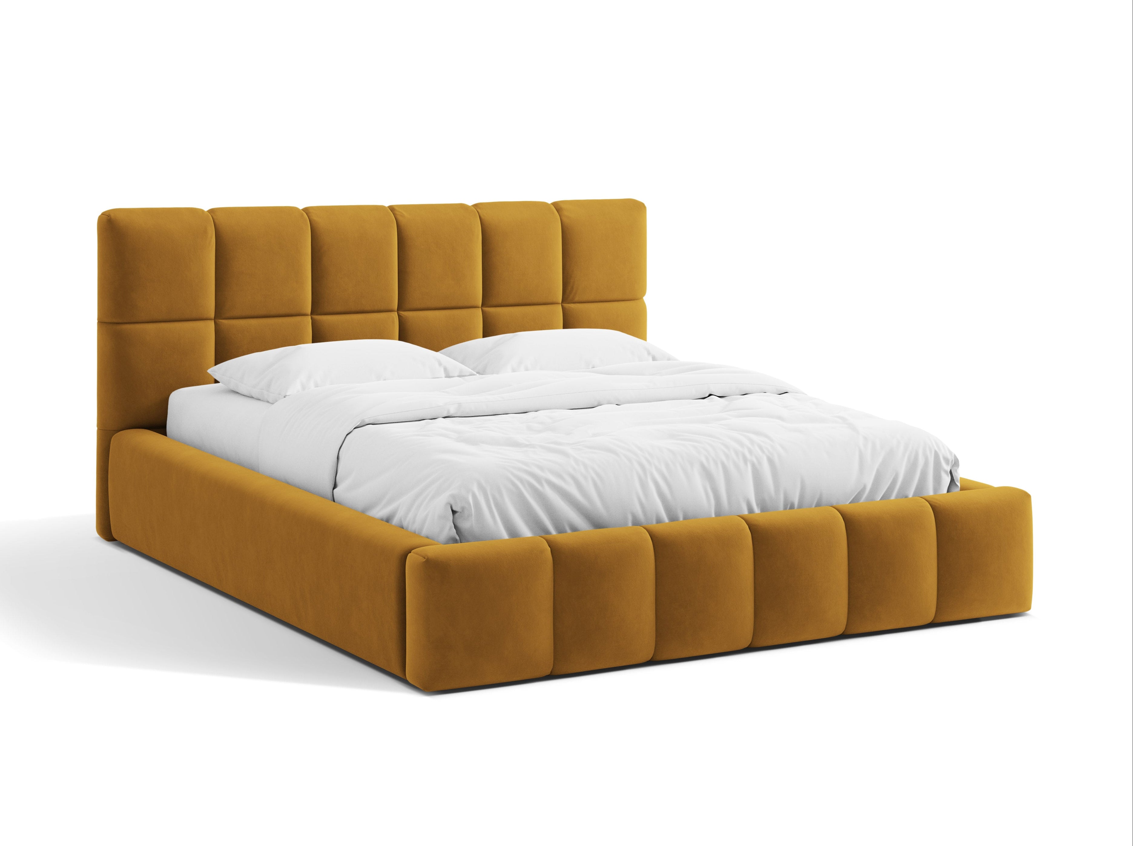 Velvet bed with storage BELLIS mustard