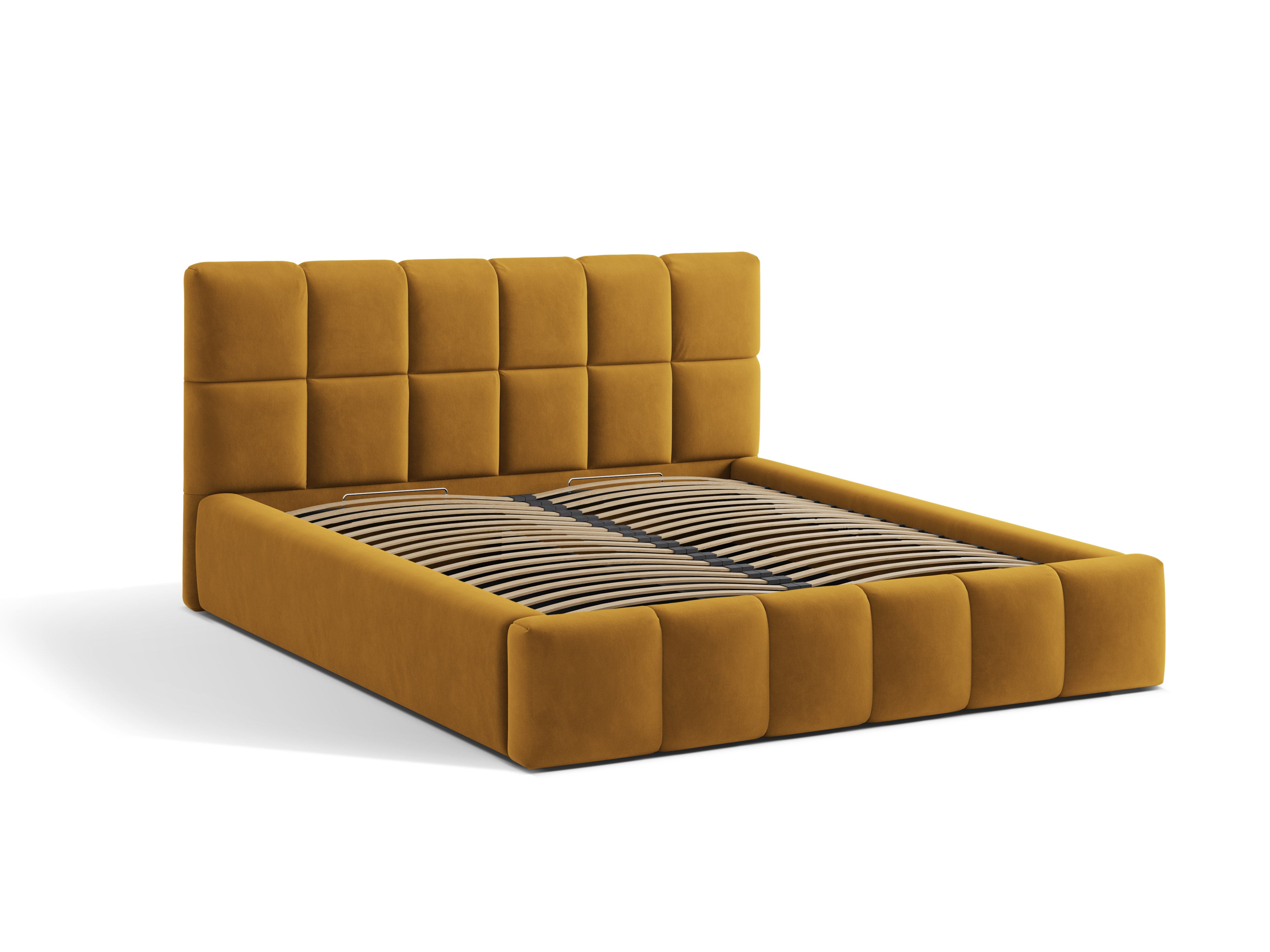 Velvet bed with storage BELLIS mustard