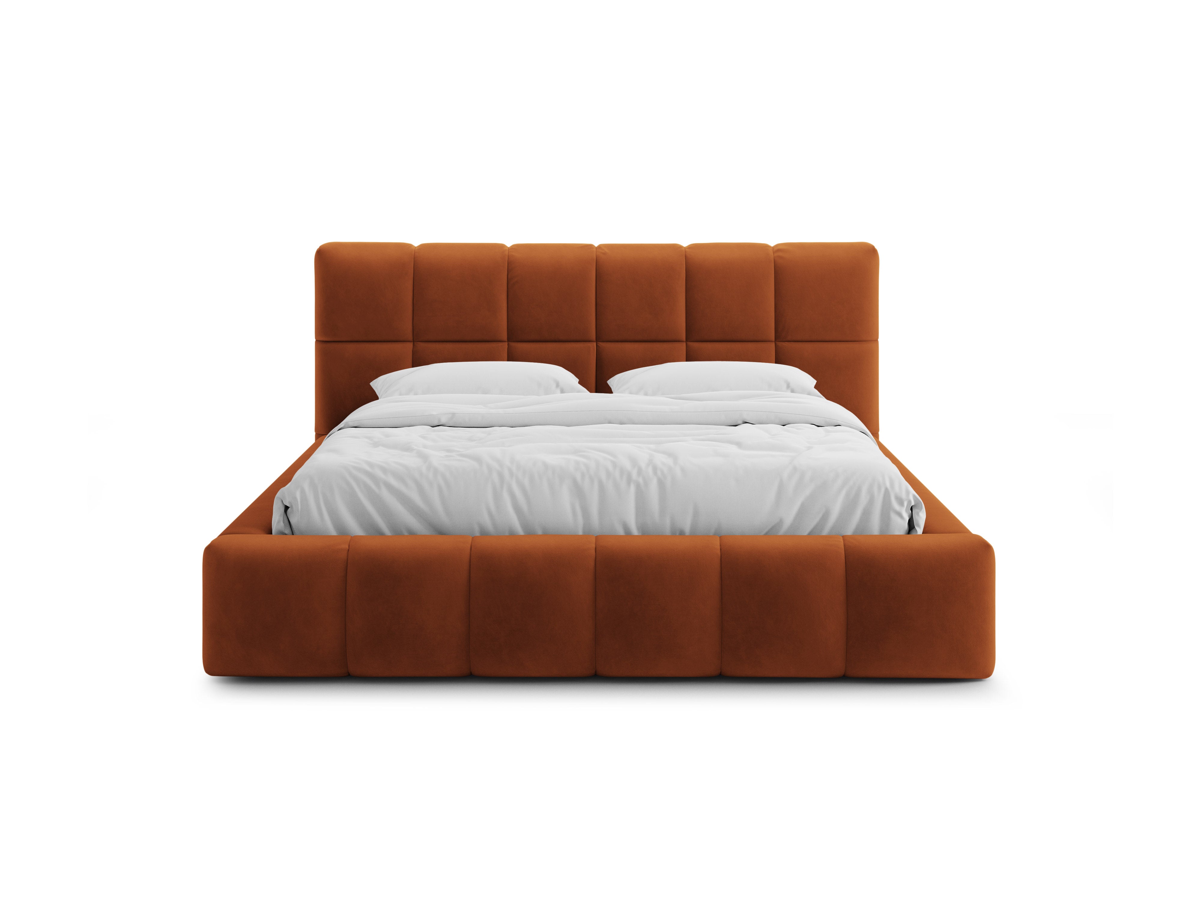 Velours bed met opbergruimte voor beddengoed BELLIS baksteen