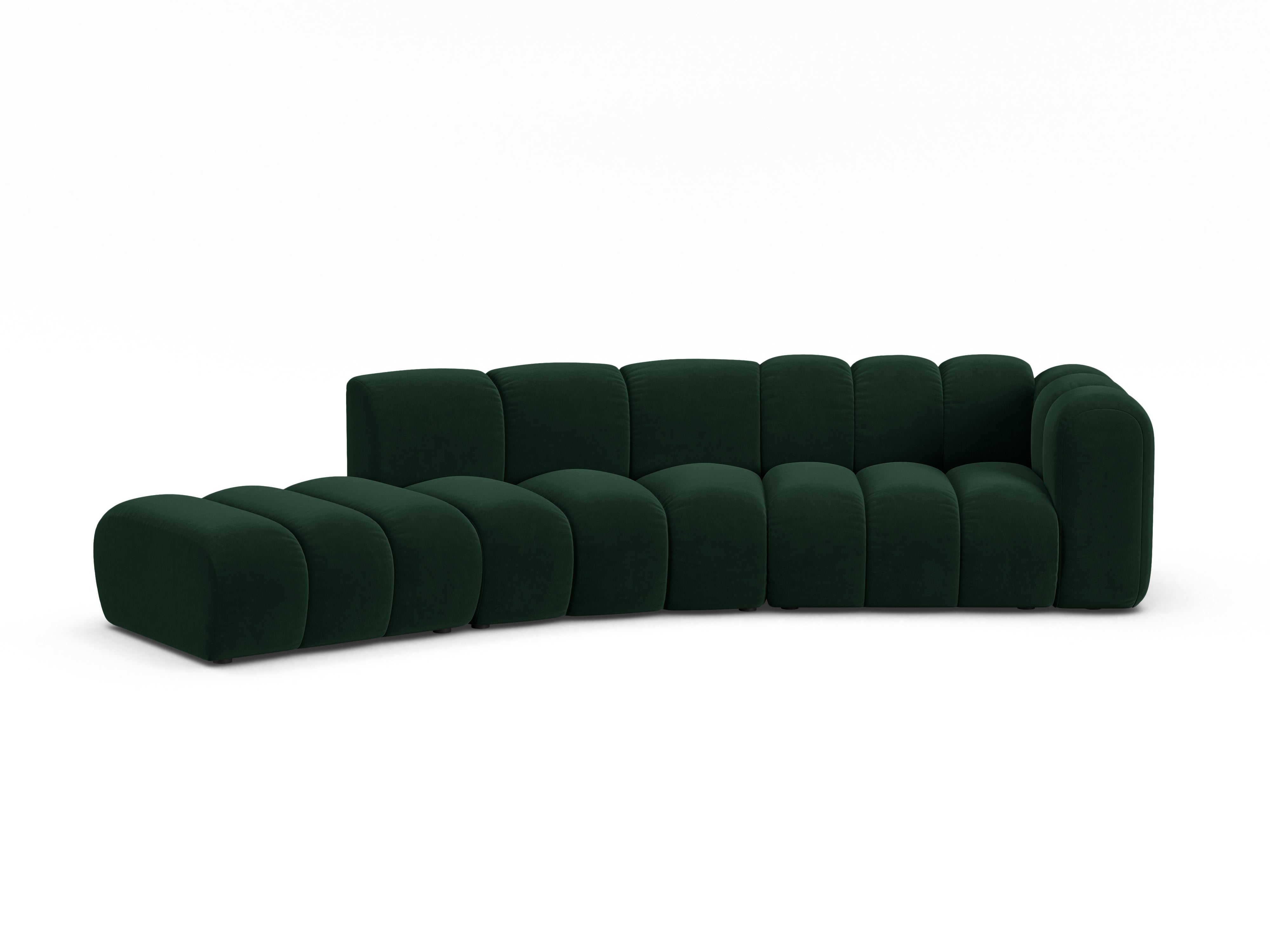 Sofa aksamitna 5-osobowa lewostronna LUPINE butelkowy zielony – Micadoni