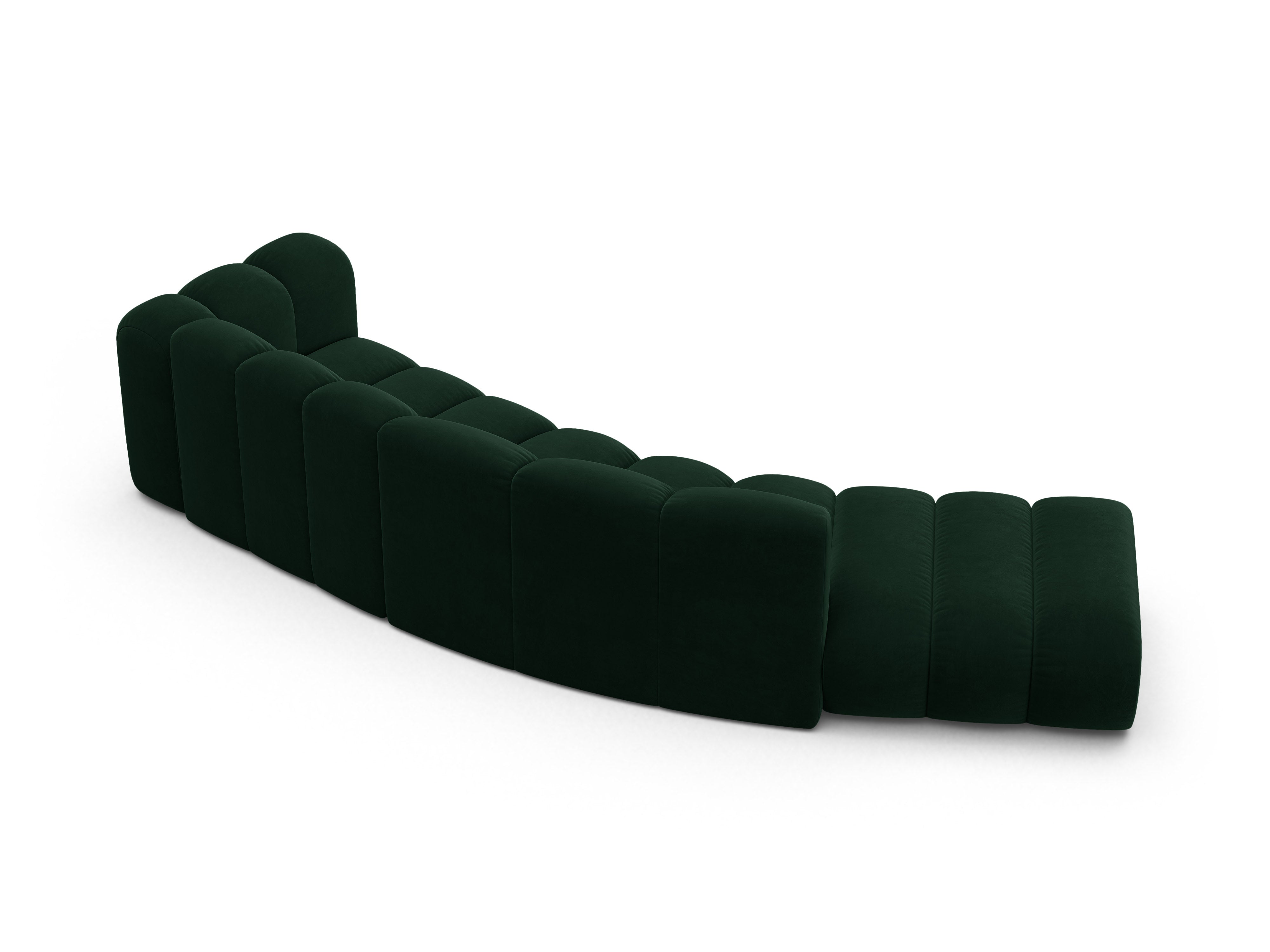 Sofa aksamitna 5-osobowa lewostronna LUPINE butelkowy zielony – szenil