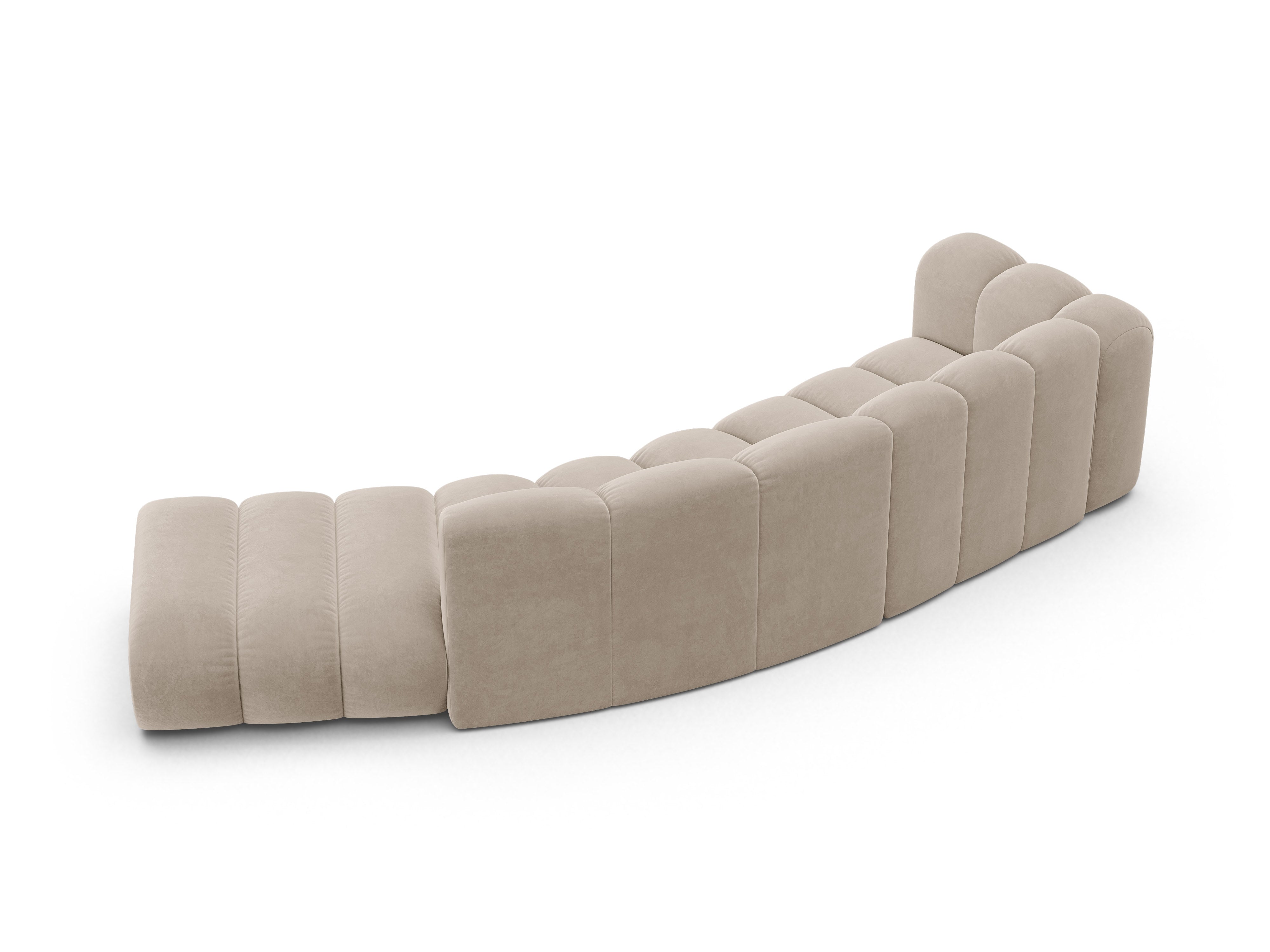 Sofa aksamitna 5-osobowa prawostronna LUPINE beżowy – szenil
