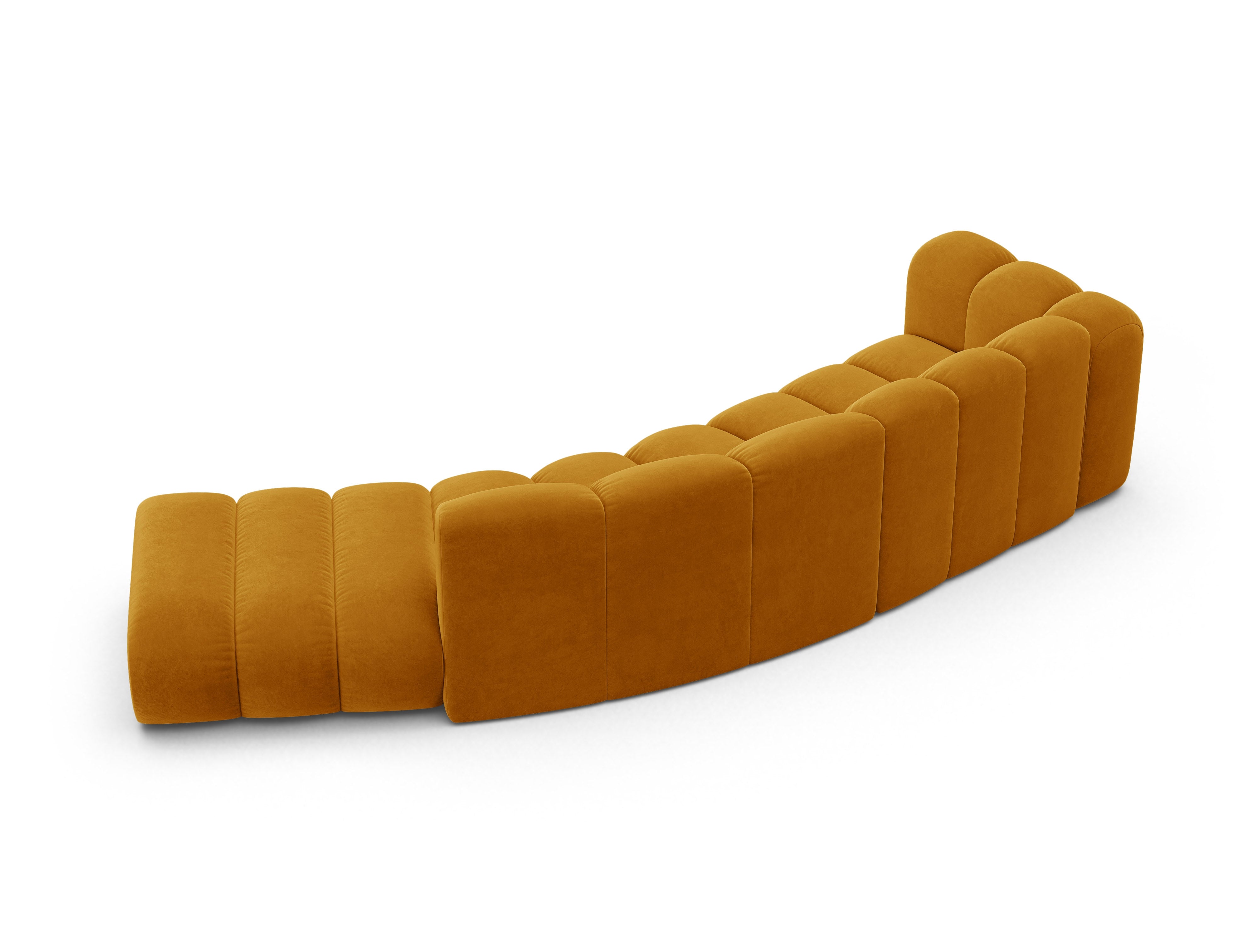 Sofa aksamitna 5-osobowa prawostronna LUPINE musztardowy – szenil