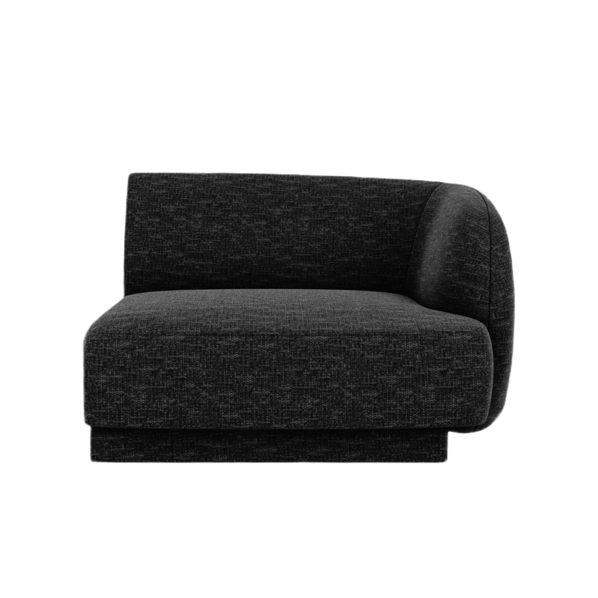 Modulares Sofa MILEY - rechtes Modul aus schwarzem, seidig schimmerndem Chenille