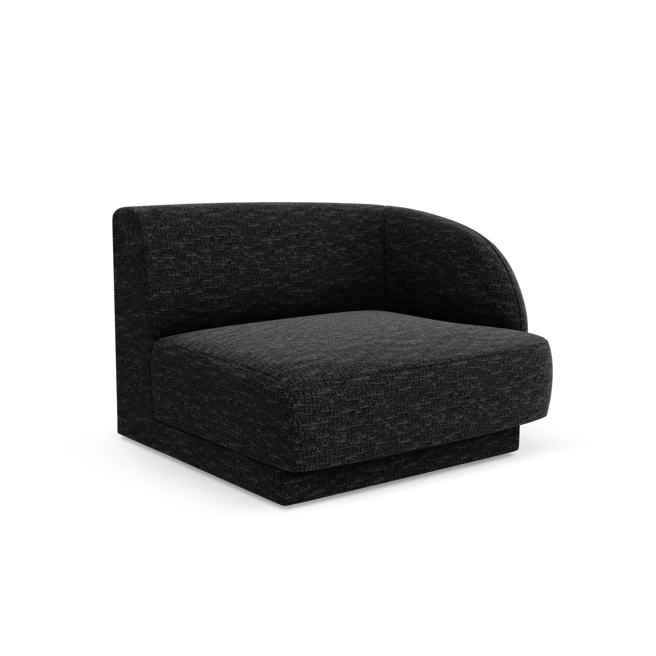 Modulares Sofa MILEY - rechtes Modul aus schwarzem, seidig schimmerndem Chenille