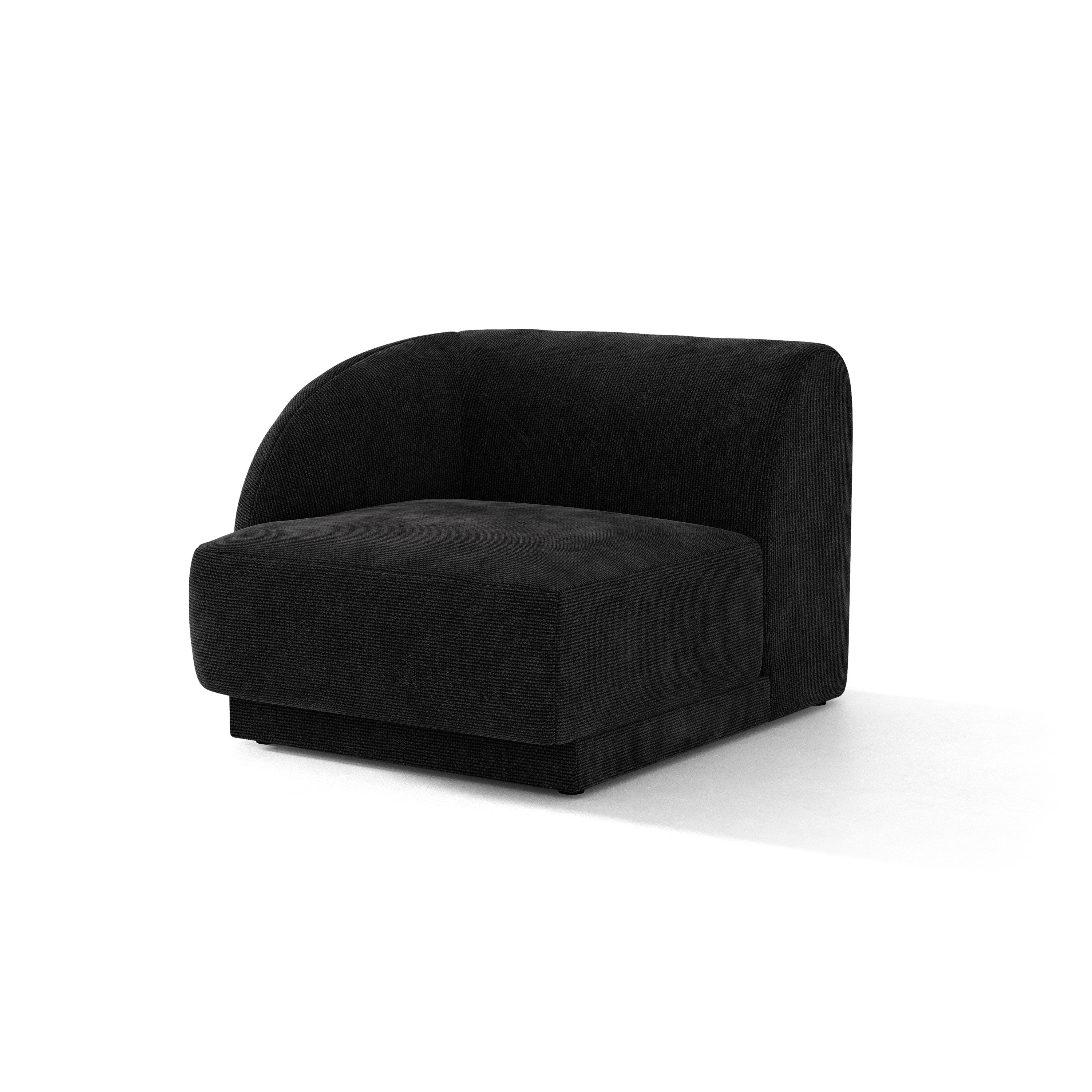 Sofa modułowa MILEY - moduł lewostronny czarny szenil jedwabisty do salonu
