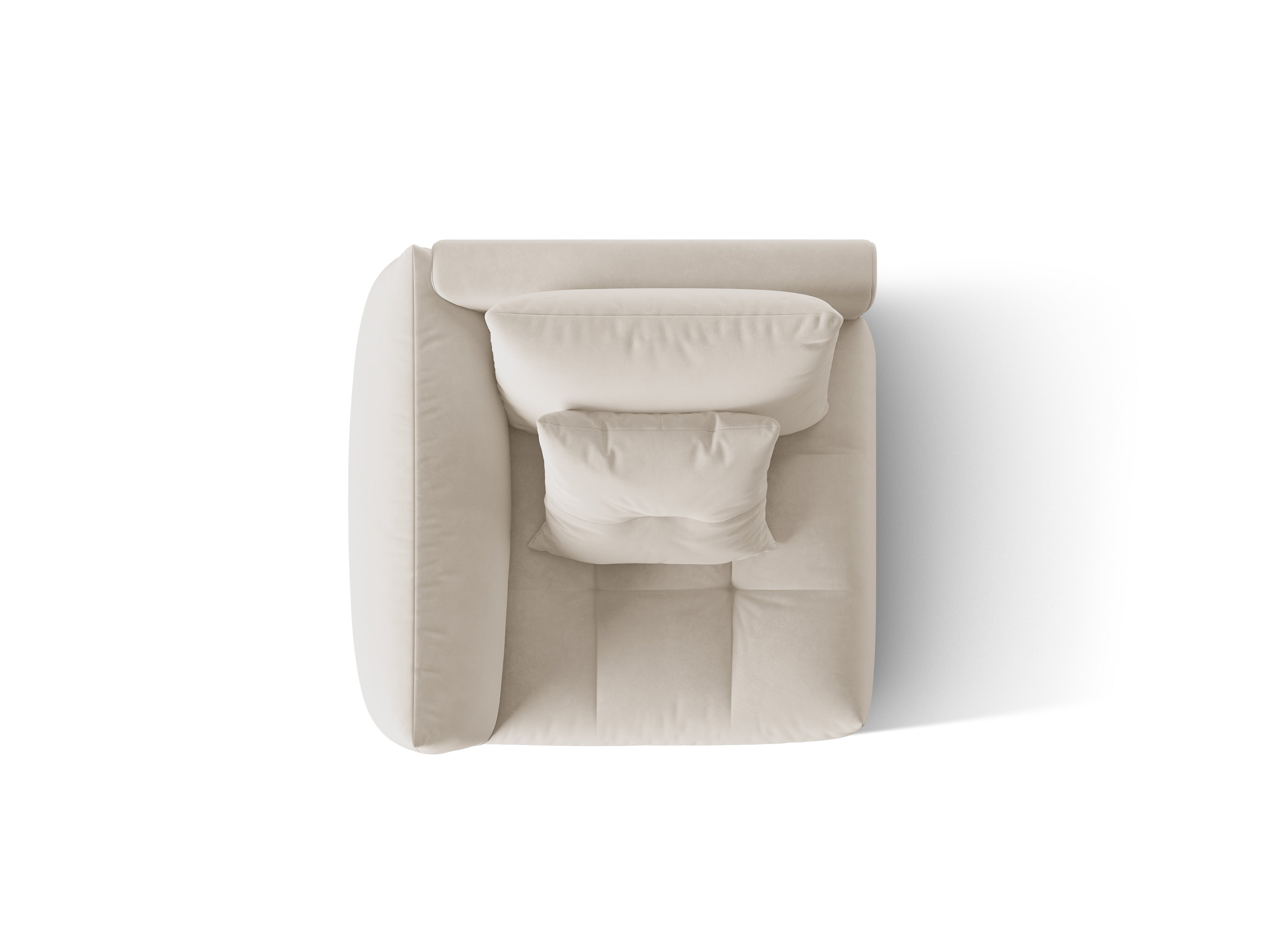 Modulares Samtsofa BLOOM - linkes Element ecru