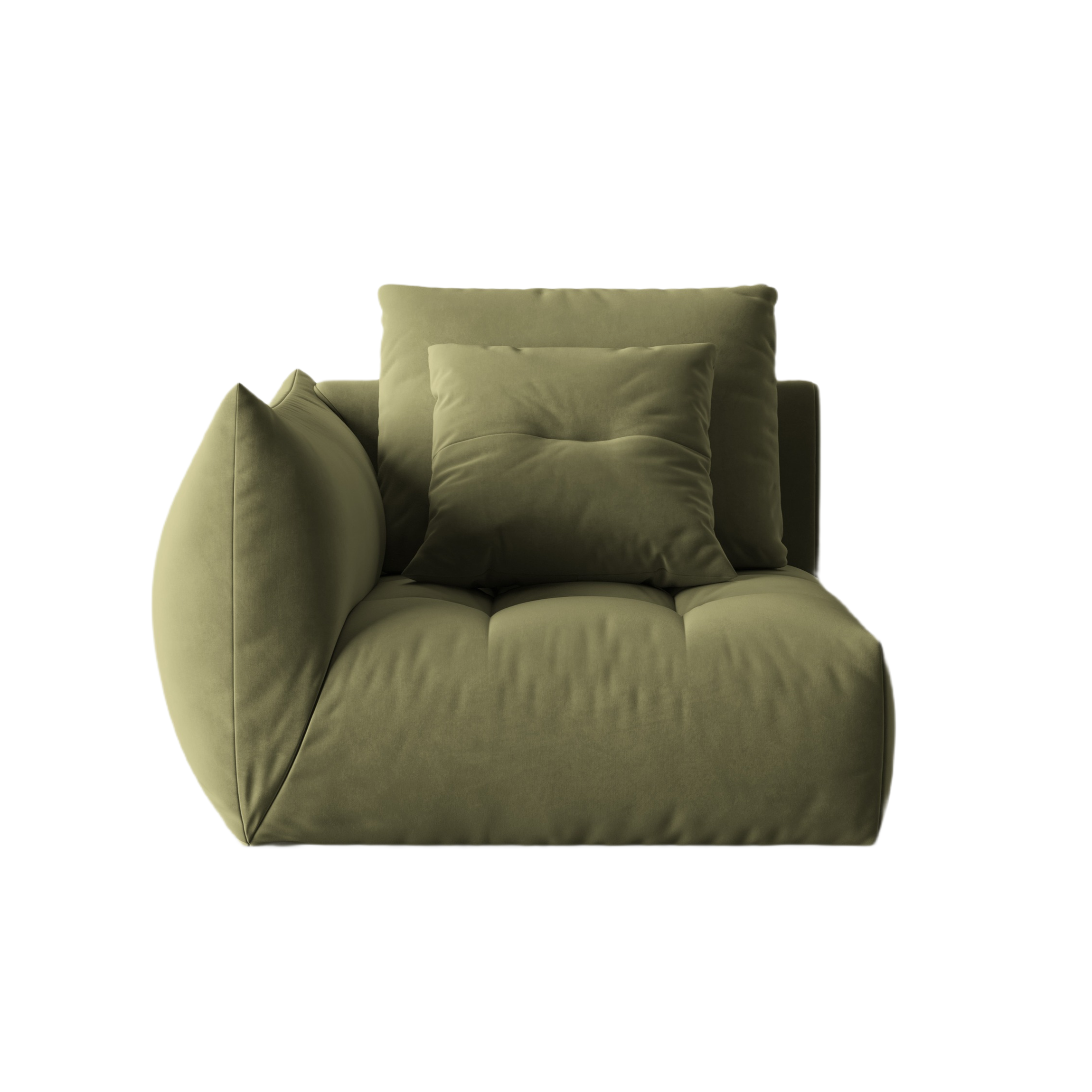 Velvet modular sofa BLOOM - left element green