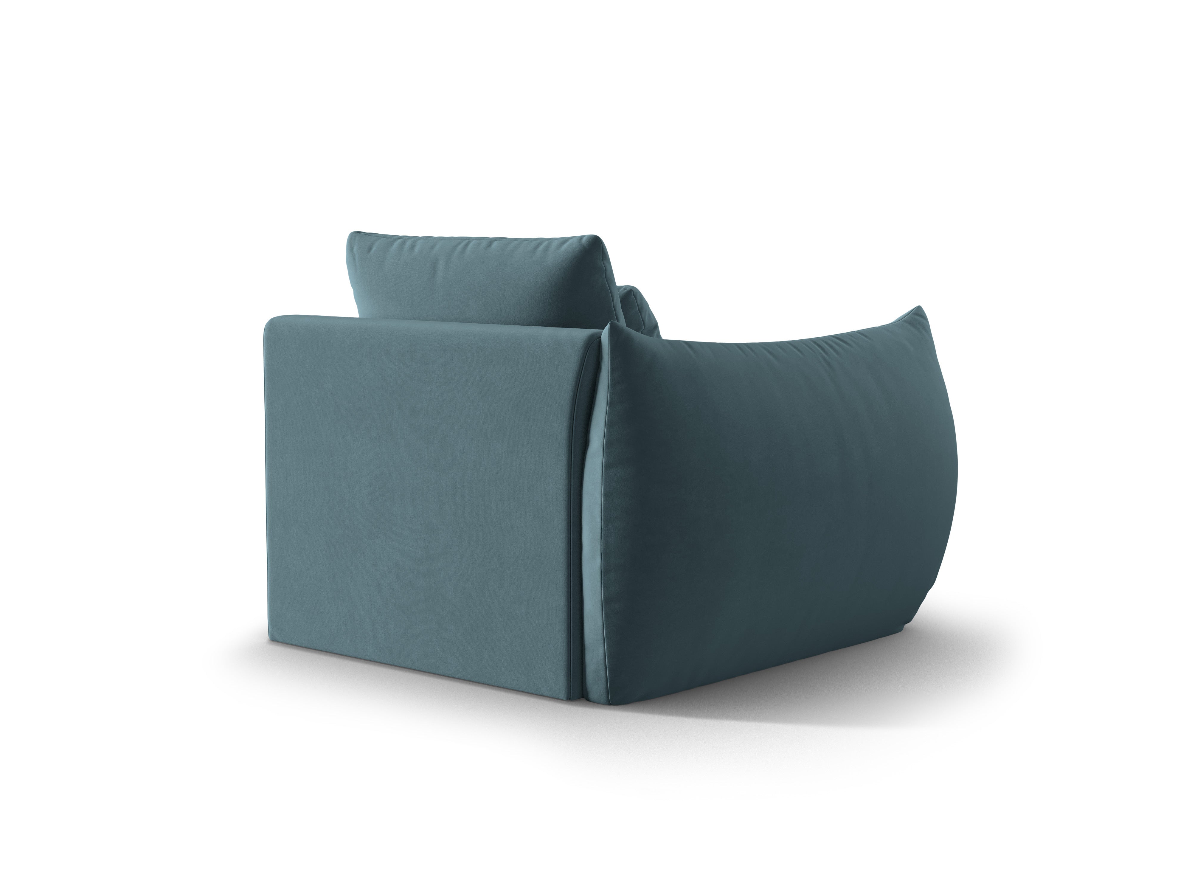 Modulares Samtsofa BLOOM - linkes Element in Hellblau