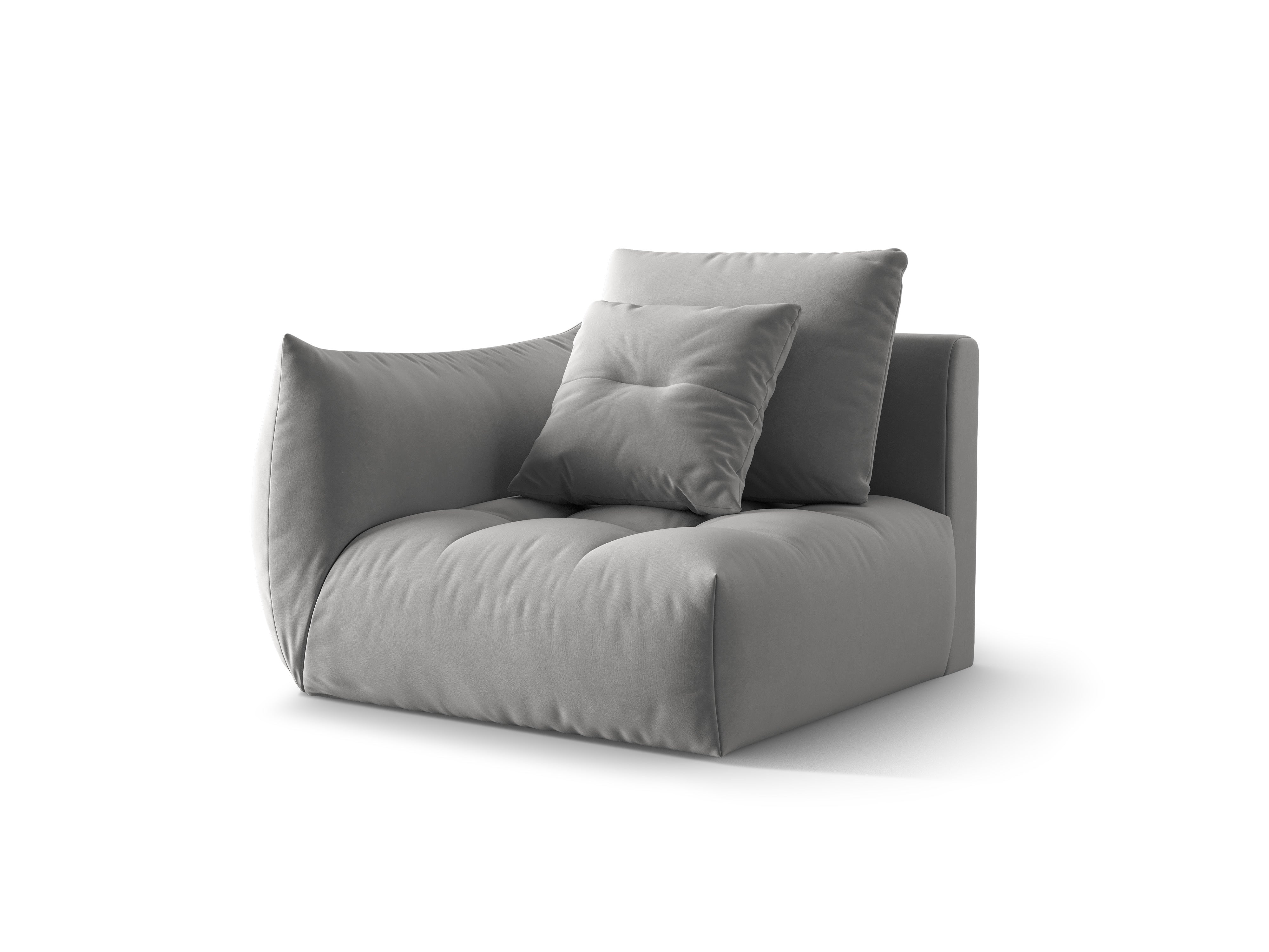 Modulares Samtsofa BLOOM - linkes Element in Grau