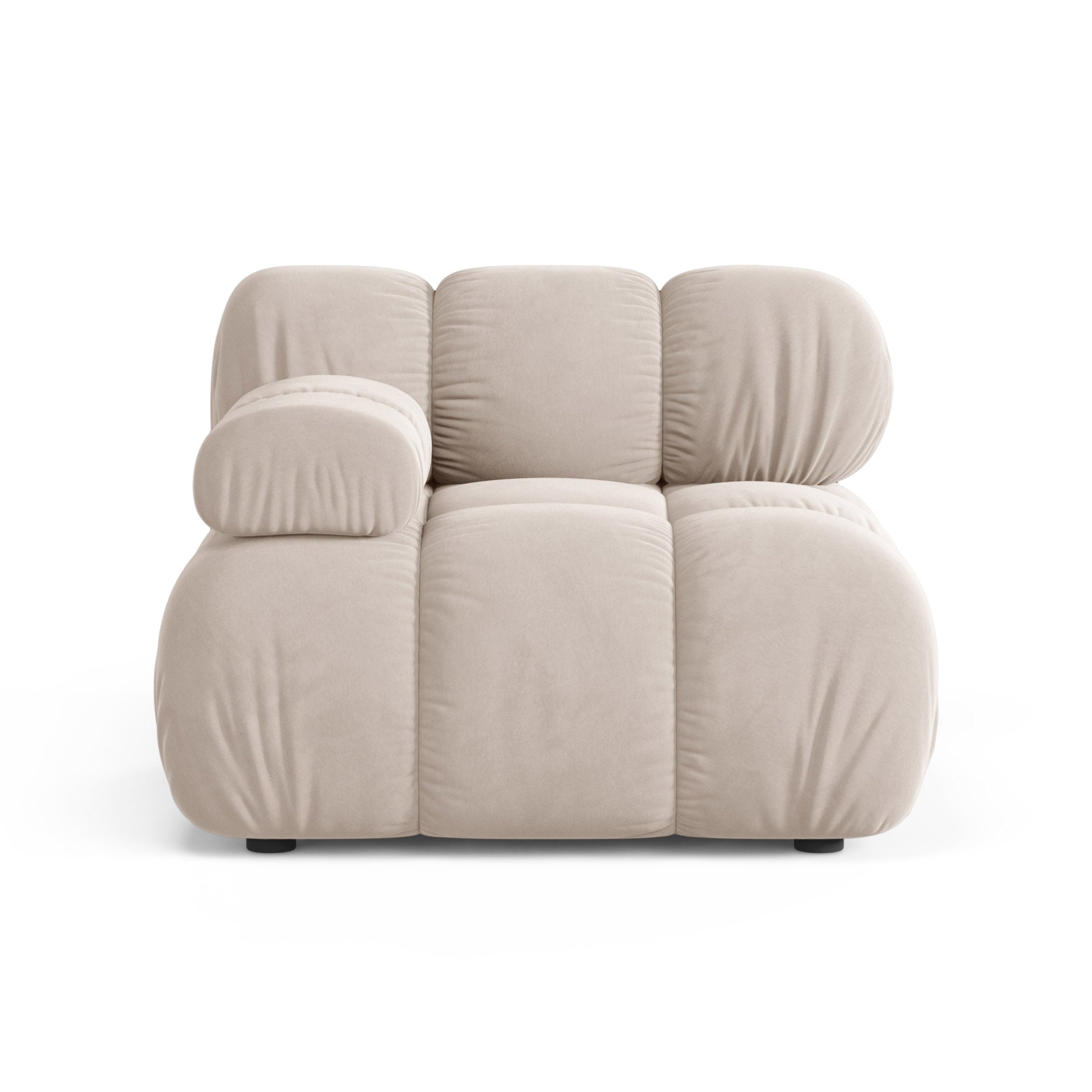 Modulaire bank BELLIS - linker module in lichtbeige fluweel
