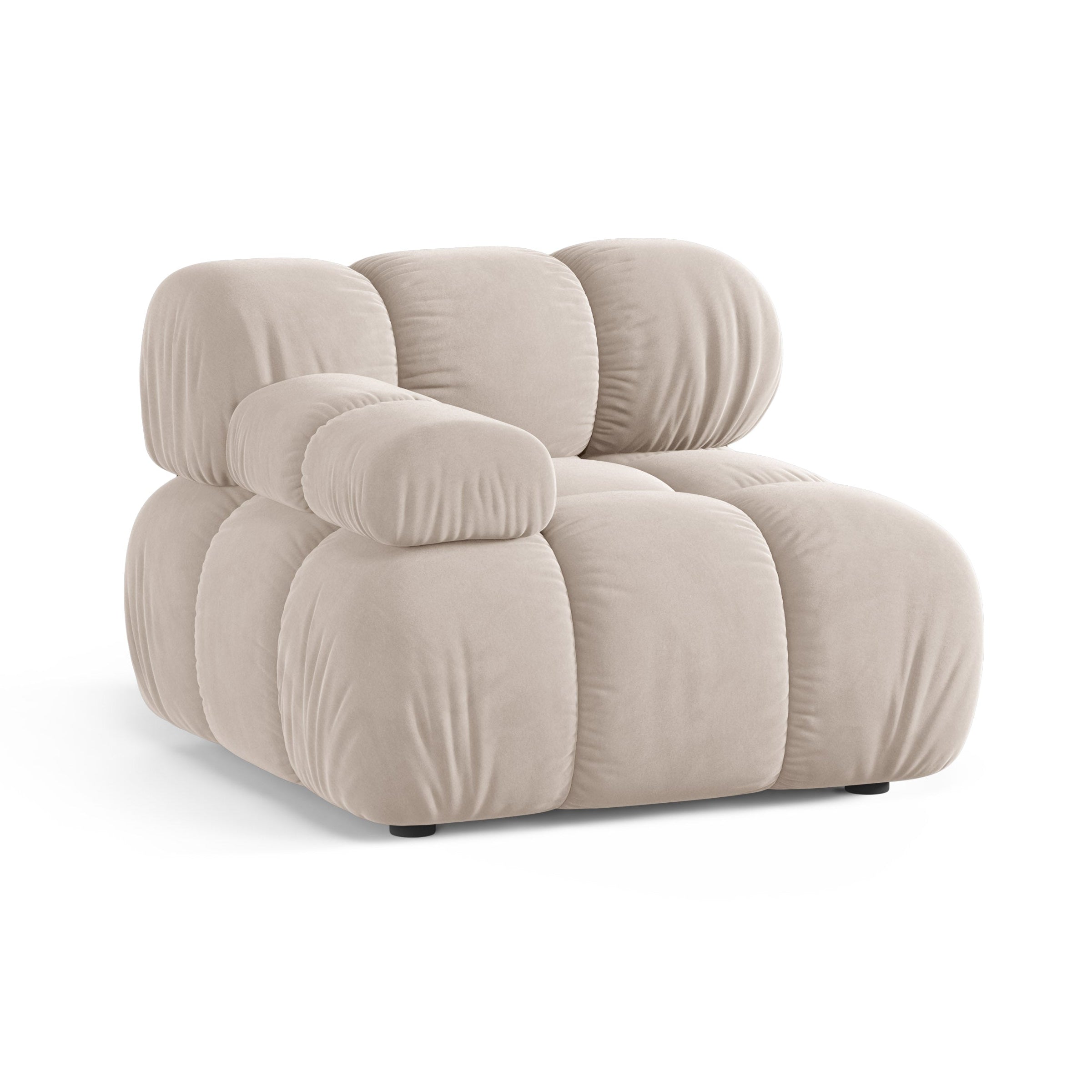 Modulaire bank BELLIS - linker module in lichtbeige fluweel