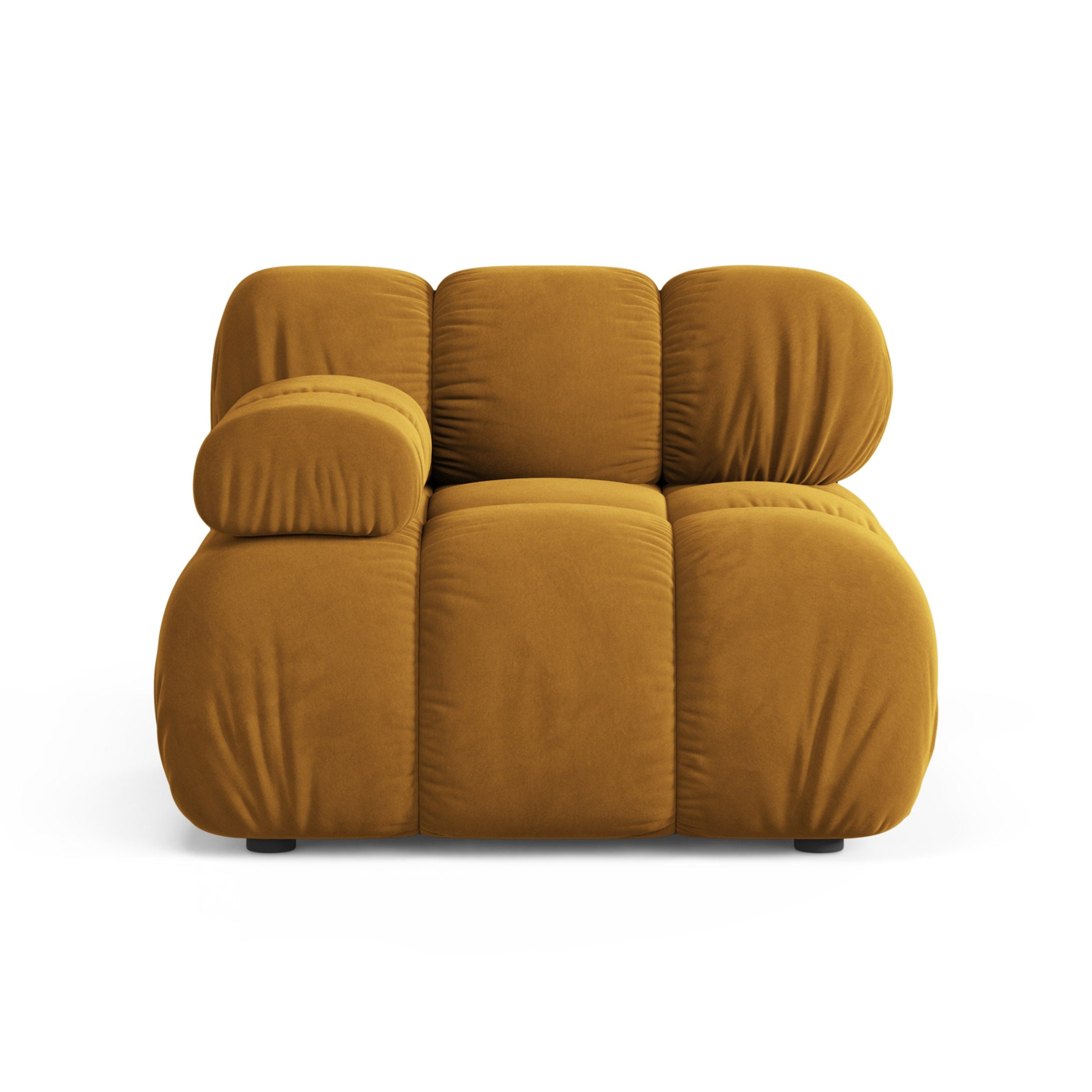 Modulaire fluwelen bank BELLIS - linkermodule in mosterdkleur
