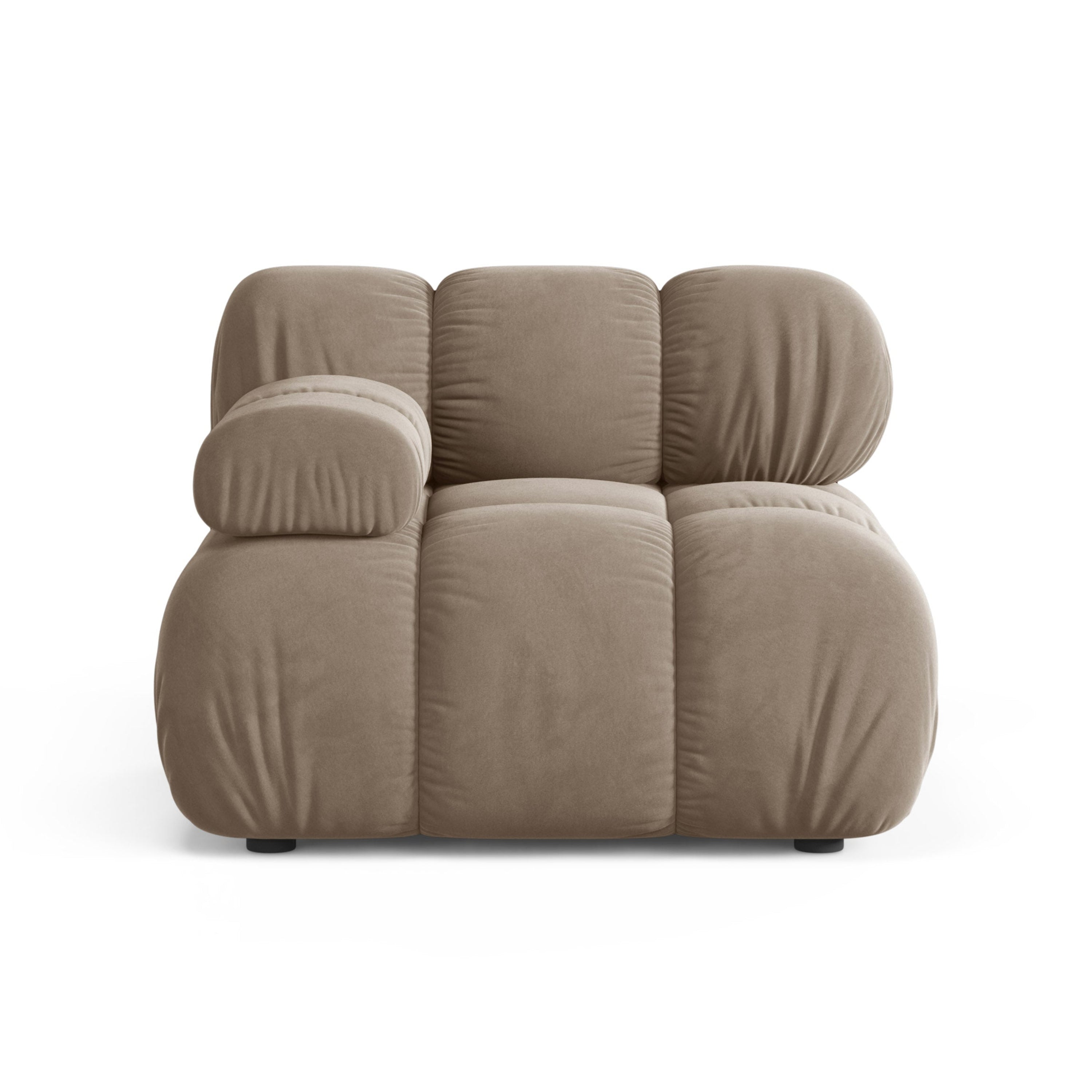 Modulaire fluwelen bank BELLIS - linker module cappuccino