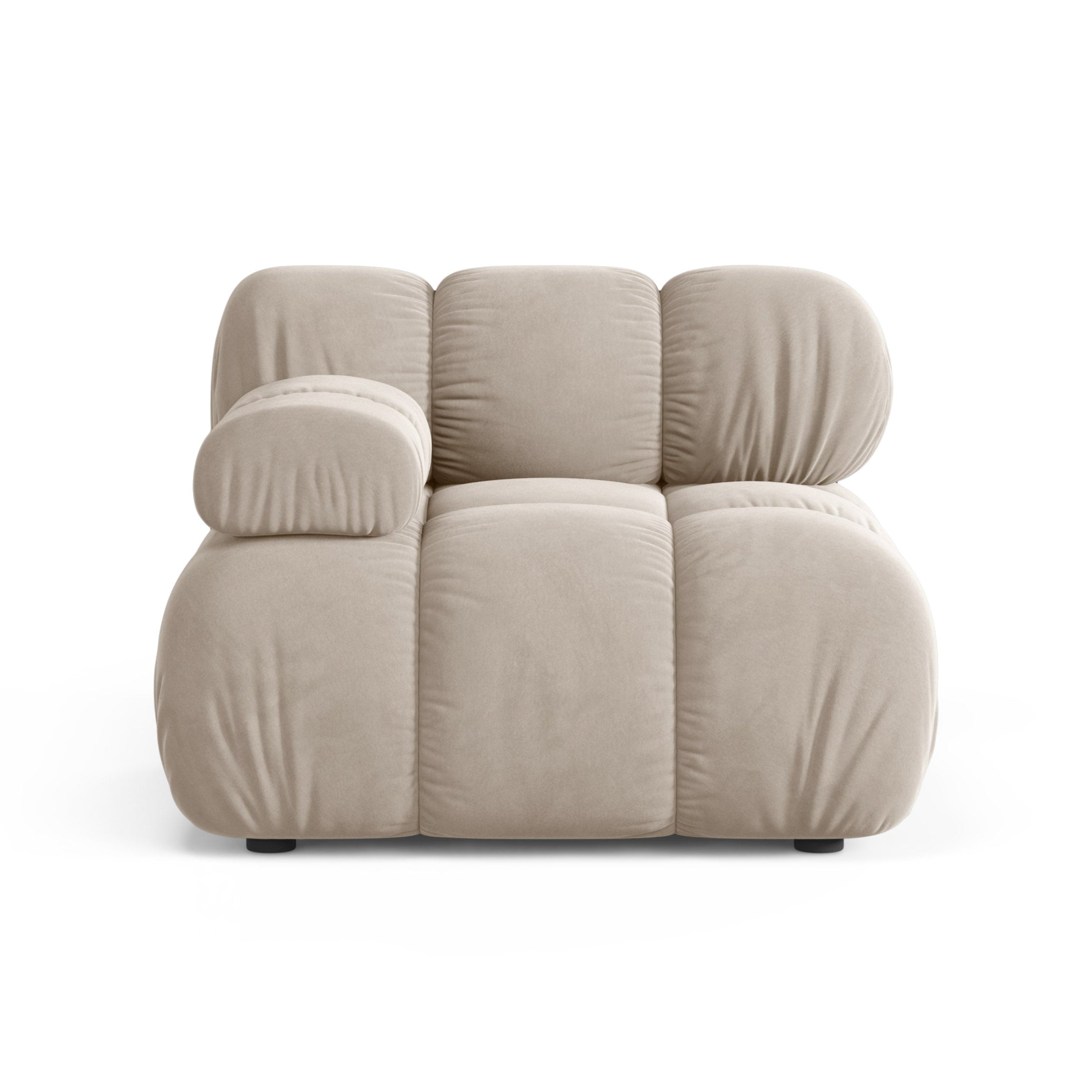 Modulaire fluwelen bank BELLIS - linker module in beige